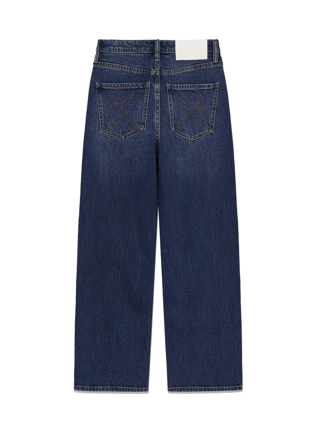 글로니(GLOWNY) 90s HIGH RISE WIDE LEG JEANS (SHORT) (DEEP BLUE)