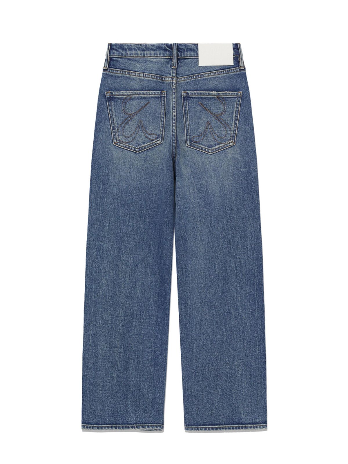 글로니(GLOWNY) 90s HIGH RISE WIDE LEG JEANS (SHORT) (OCEAN BLUE)
