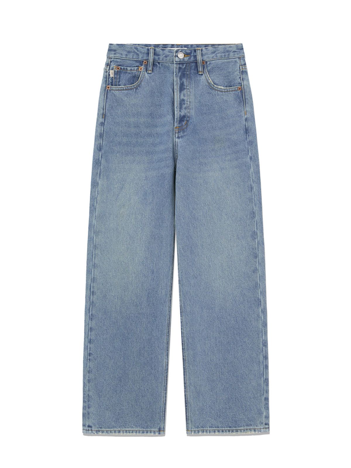 글로니(GLOWNY) 90s HIGH RISE WIDE LEG JEANS (SHORT) (LIGHT BLUE)