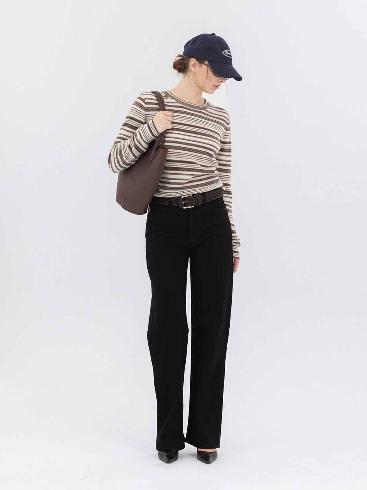 글로니(GLOWNY) 90s HIGH RISE WIDE LEG JEANS (LONG) (BLACK)