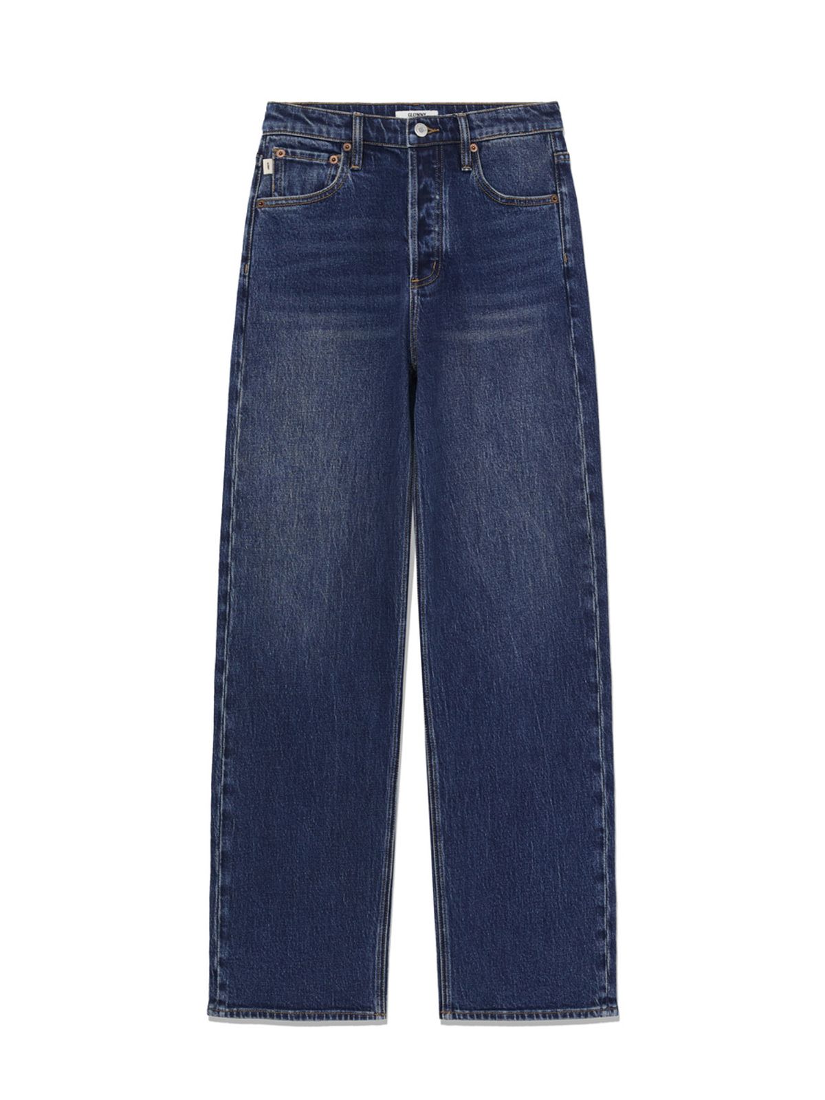 글로니(GLOWNY) 90s HIGH RISE WIDE LEG JEANS (LONG) (DEEP BLUE)
