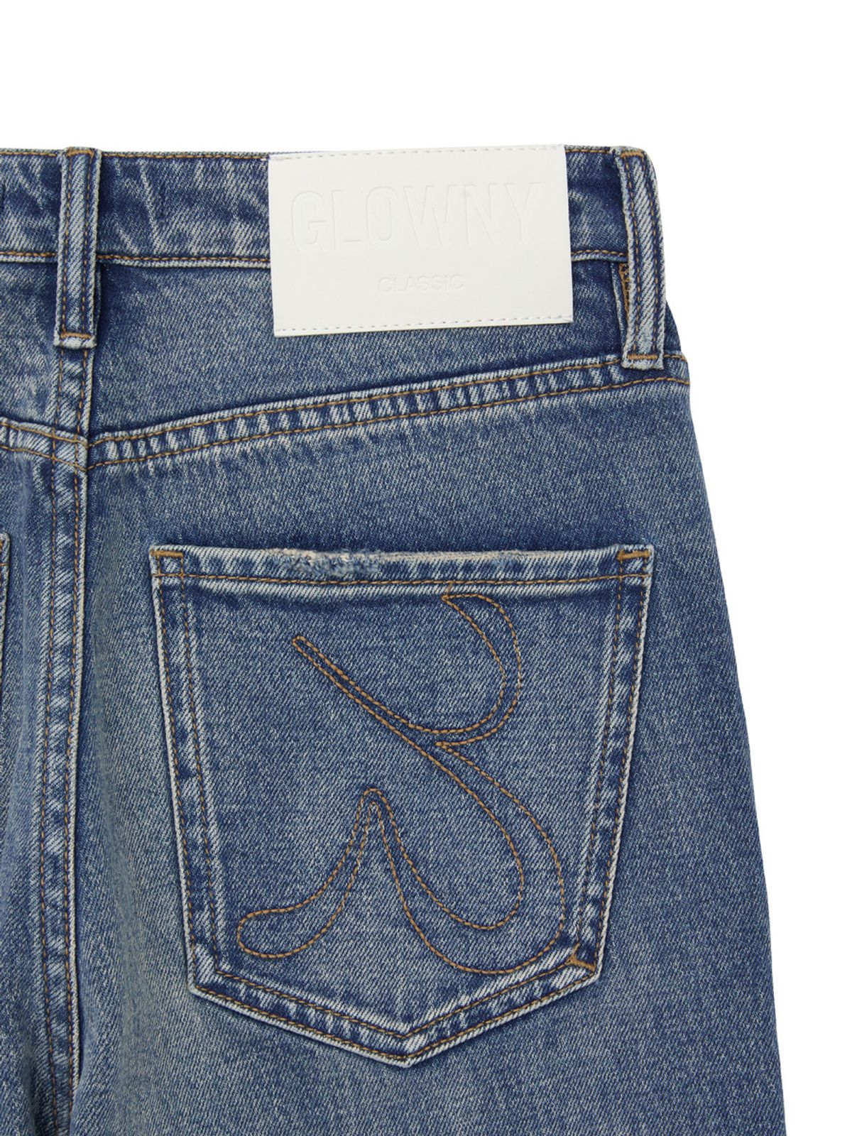 글로니(GLOWNY) 90s HIGH RISE WIDE LEG JEANS (LONG) (OCEAN BLUE)