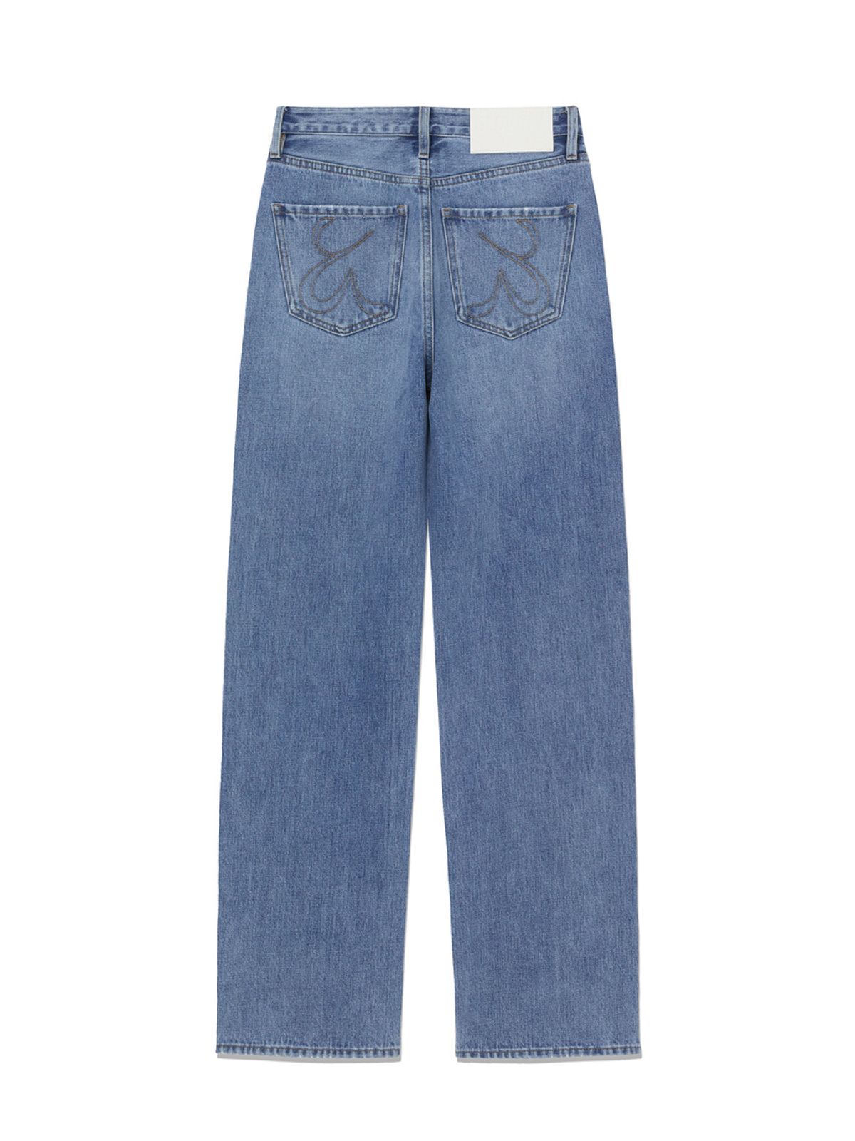 글로니(GLOWNY) 90s HIGH RISE WIDE LEG JEANS (LONG) (MID BLUE)