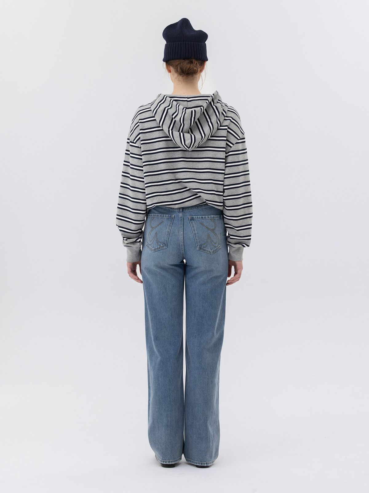 글로니(GLOWNY) 90s HIGH RISE WIDE LEG JEANS (LONG) (MID BLUE)