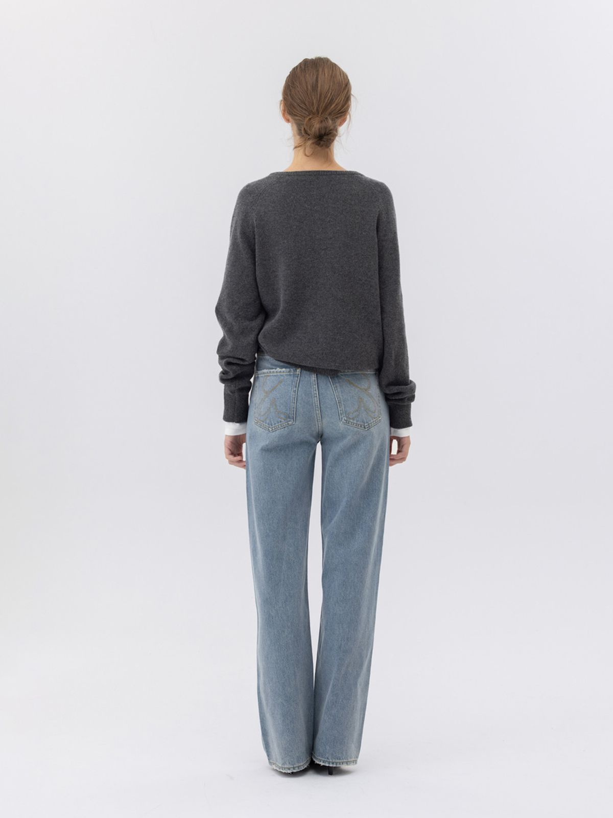 글로니(GLOWNY) 90s HIGH RISE WIDE LEG JEANS (LONG) (LIGHT BLUE)