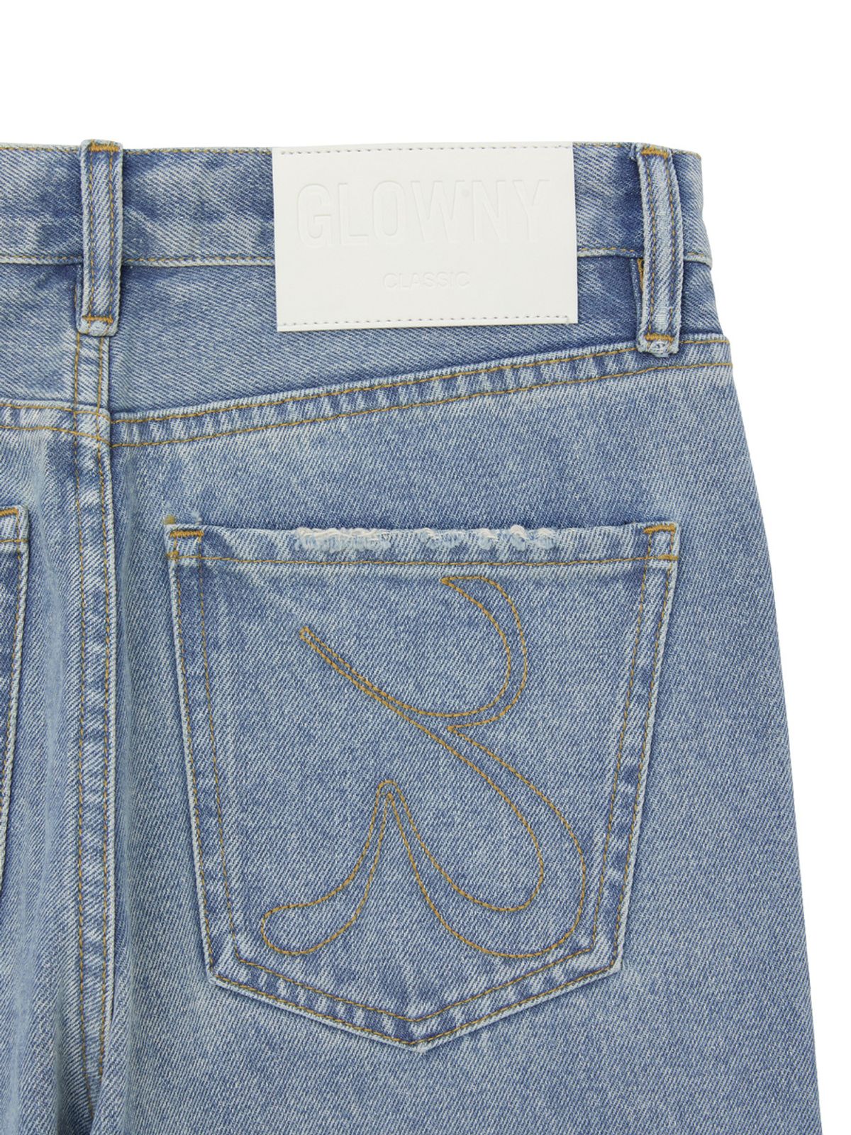 글로니(GLOWNY) 90s HIGH RISE WIDE LEG JEANS (LONG) (LIGHT BLUE)
