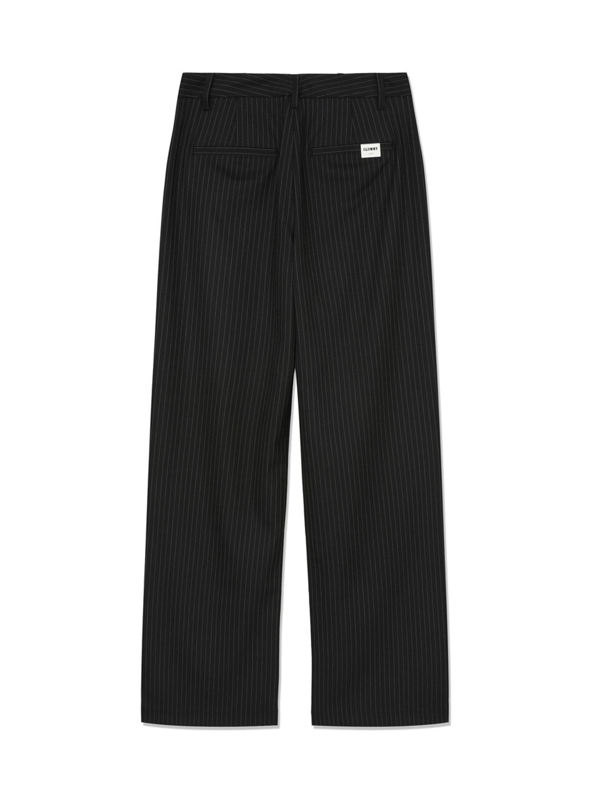 글로니(GLOWNY) G GENTLE WIDE LEG PINSTRIPE PANTS 2.0 (BLACK)