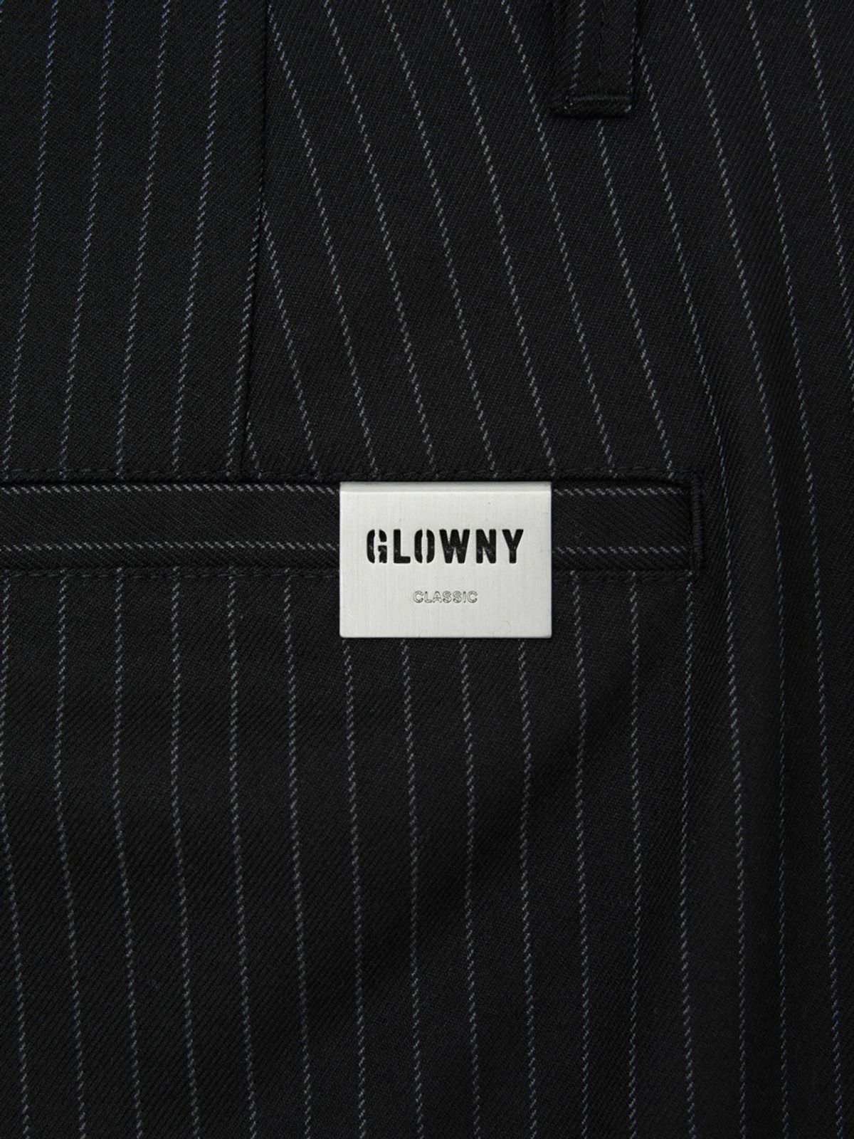 글로니(GLOWNY) G GENTLE WIDE LEG PINSTRIPE PANTS 2.0 (BLACK)