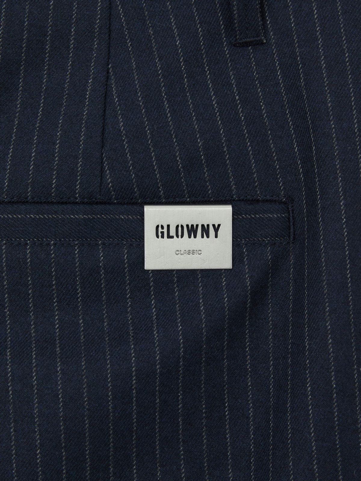 글로니(GLOWNY) G GENTLE WIDE LEG PINSTRIPE PANTS 2.0 (NAVY)