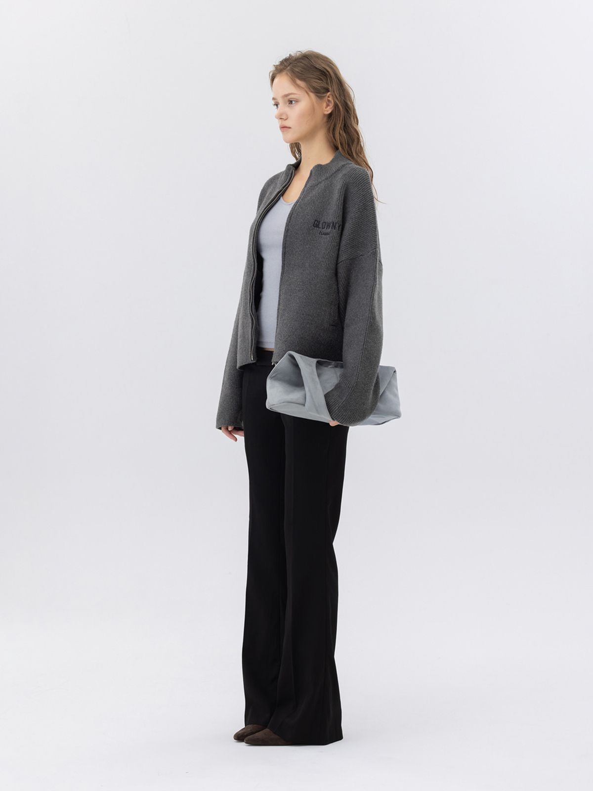 글로니(GLOWNY) G MODERN BOOTCUT WOOL SLACKS (BLACK)