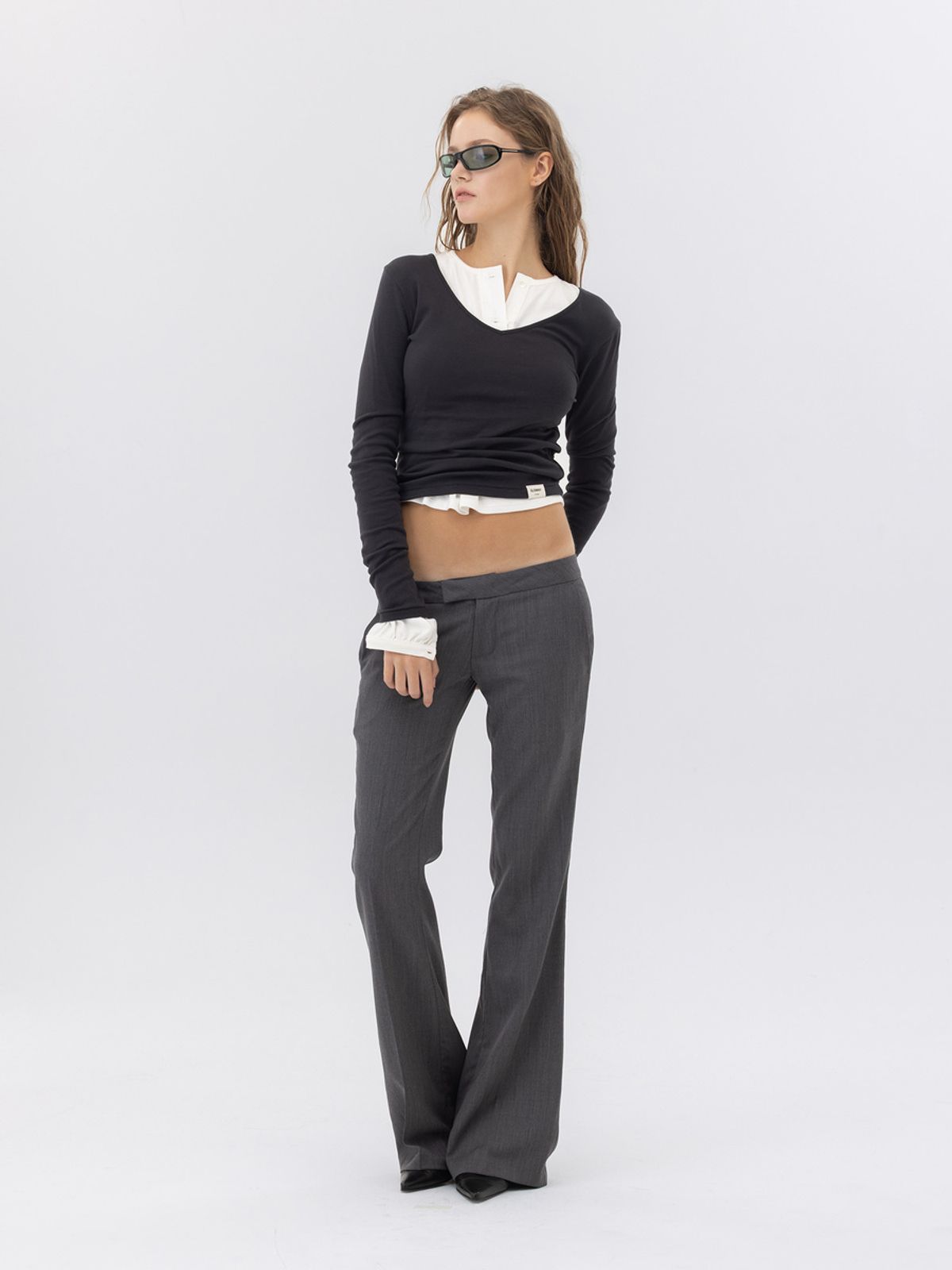 글로니(GLOWNY) G MODERN BOOTCUT WOOL SLACKS (GRAY)
