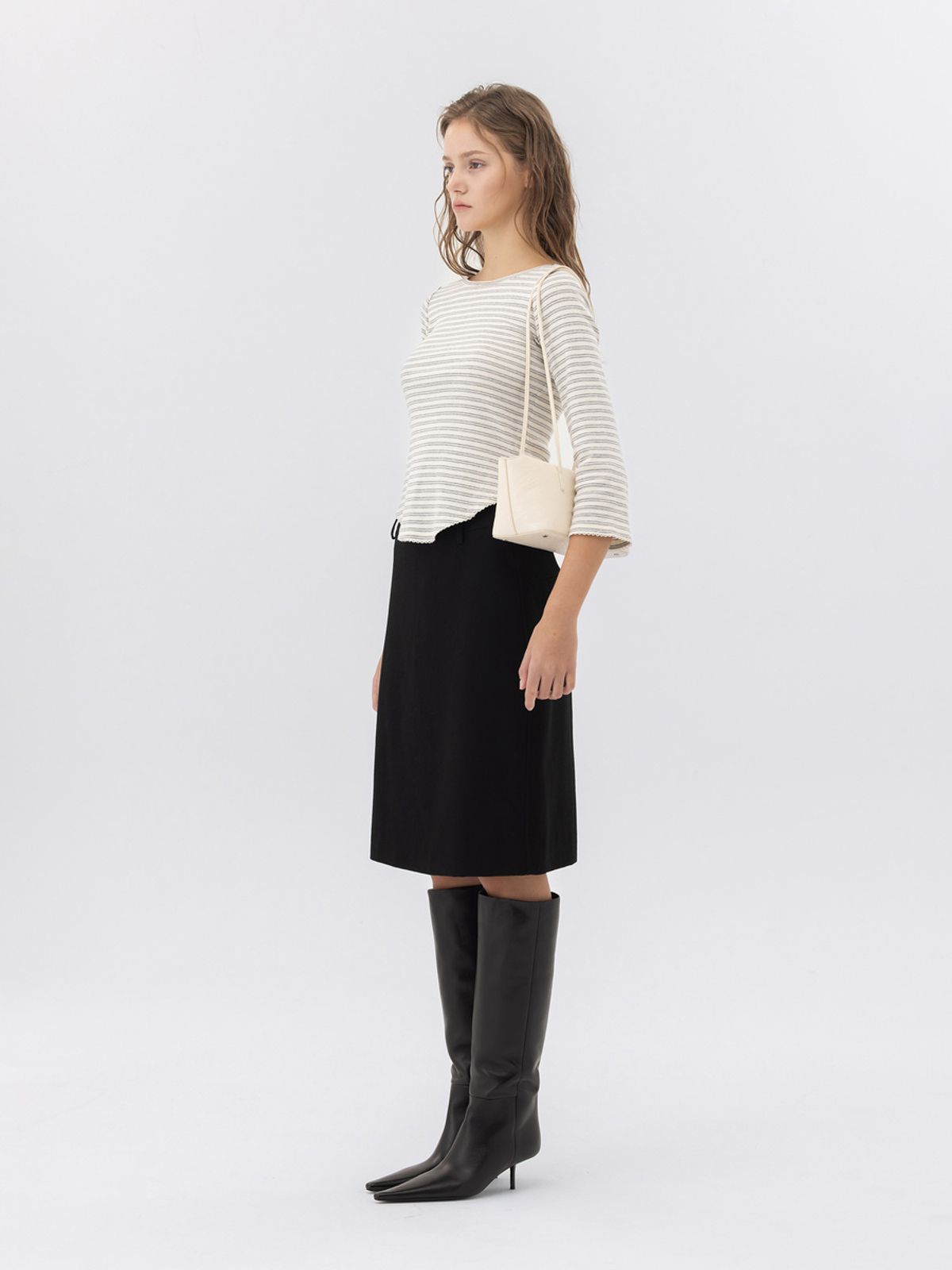 글로니(GLOWNY) G MONICA MIDI SKIRT (BLACK)