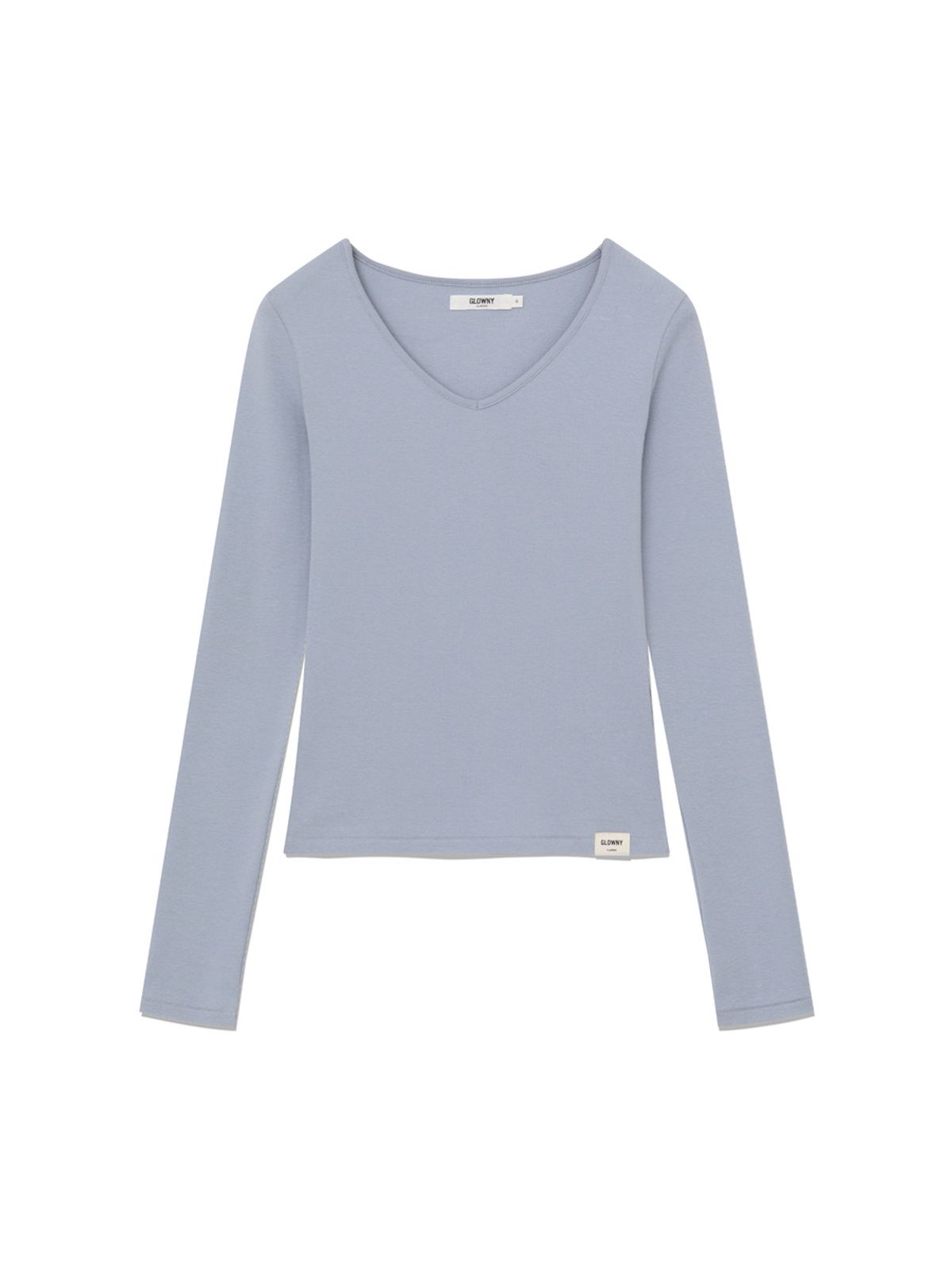 글로니(GLOWNY) G CHARM V-NECK LONG SLEEVE (DUSTY BLUE)