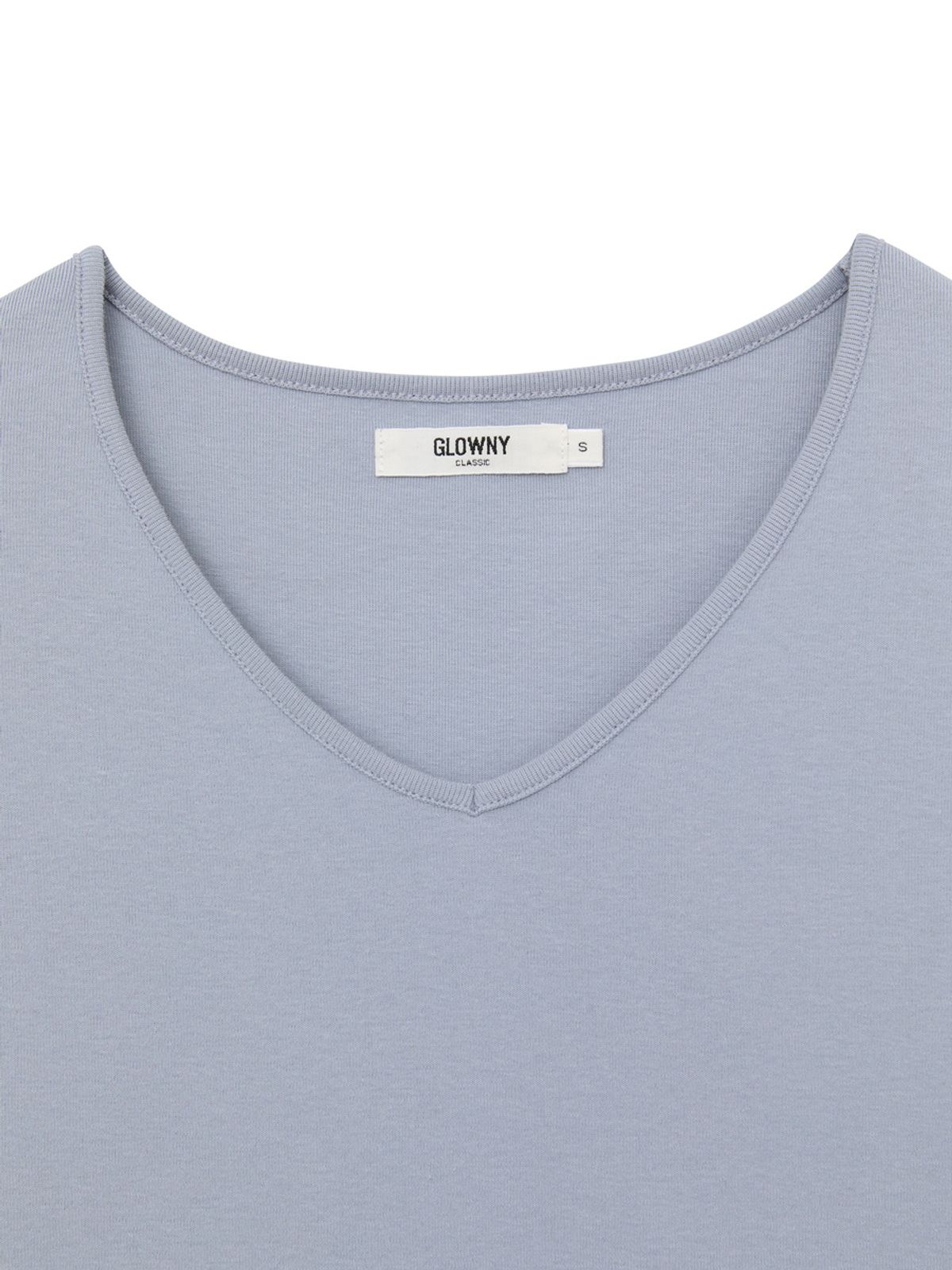 글로니(GLOWNY) G CHARM V-NECK LONG SLEEVE (DUSTY BLUE)