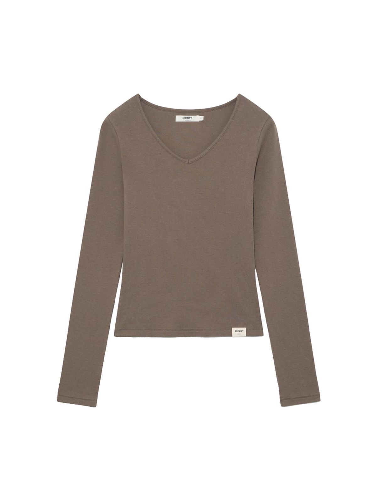 글로니(GLOWNY) G CHARM V-NECK LONG SLEEVE (MOCHA)