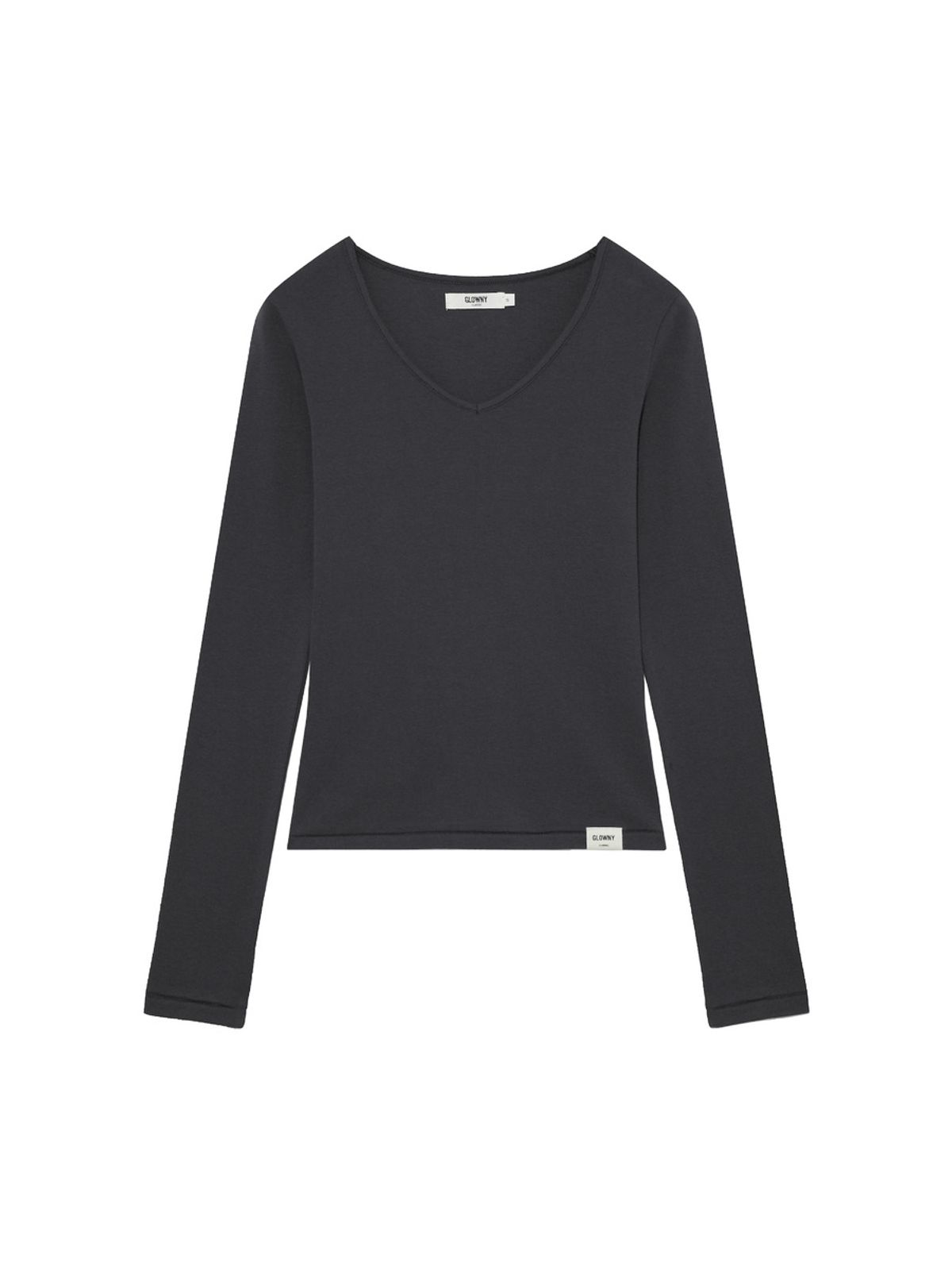 글로니(GLOWNY) G CHARM V-NECK LONG SLEEVE (CHARCOAL)