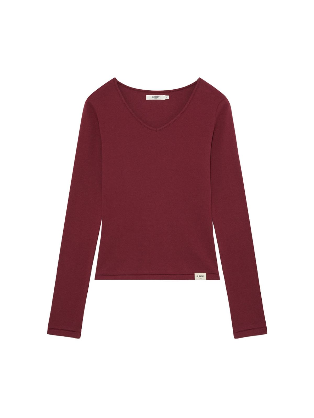 글로니(GLOWNY) G CHARM V-NECK LONG SLEEVE (WINE)