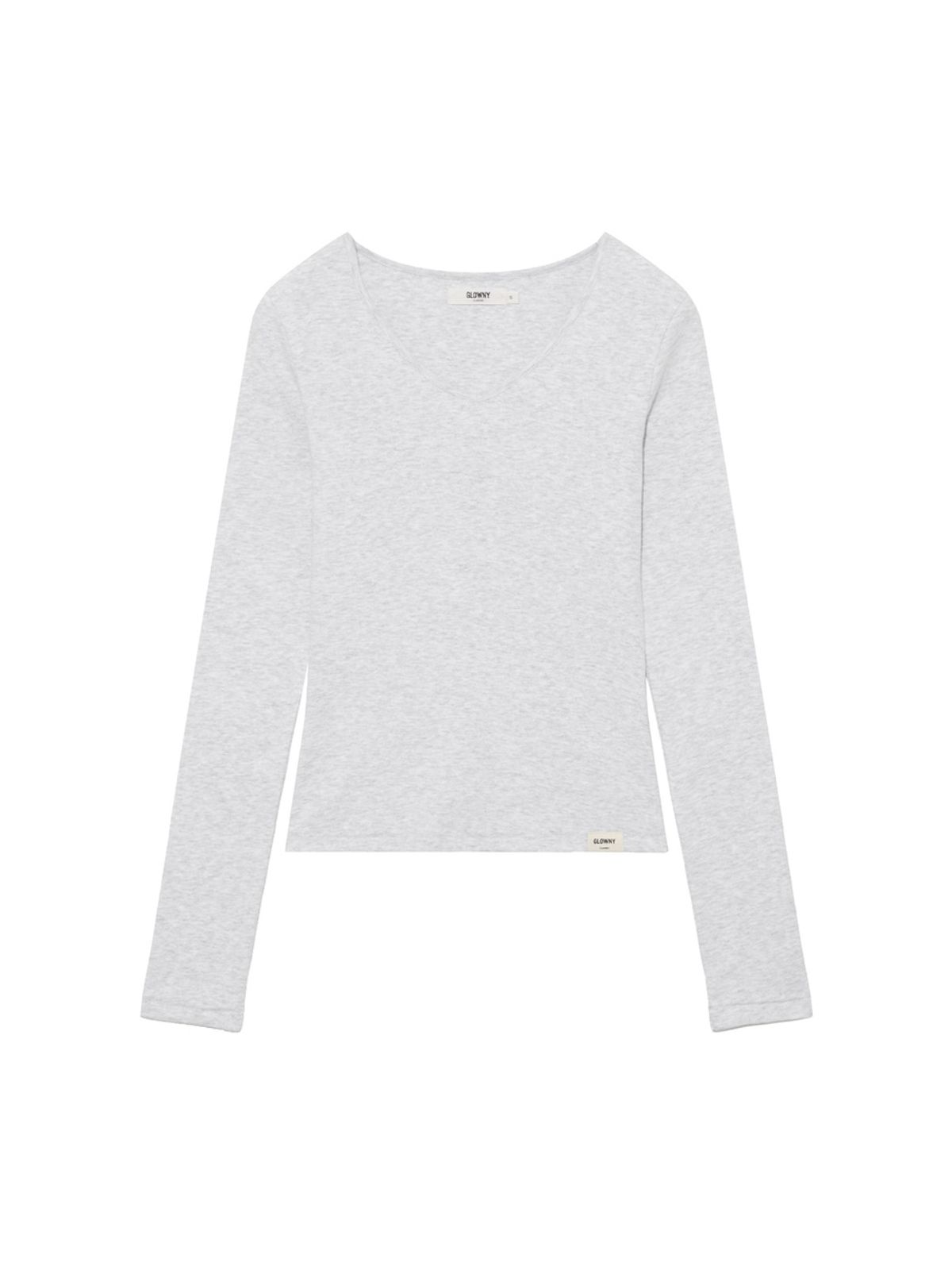 글로니(GLOWNY) G CHARM V-NECK LONG SLEEVE (MELANGE GRAY)