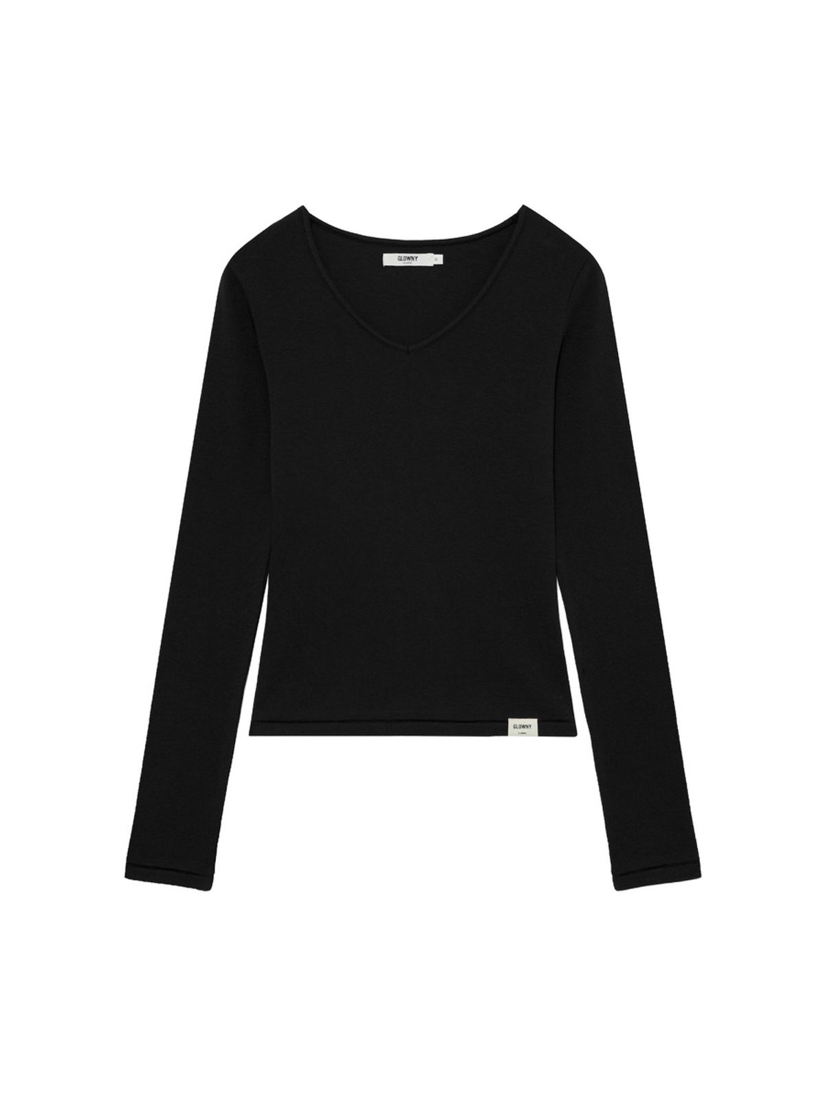 글로니(GLOWNY) G CHARM V-NECK LONG SLEEVE (BLACK)
