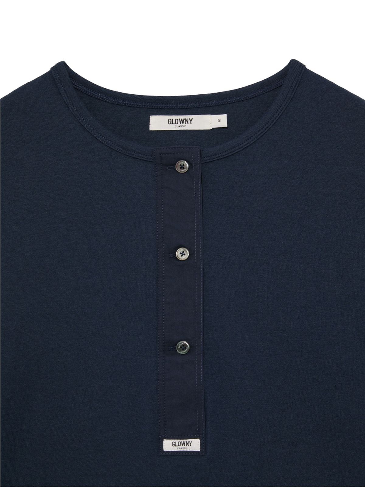 글로니(GLOWNY) G PLAIN HENLEY LONG SLEEVE (NAVY)