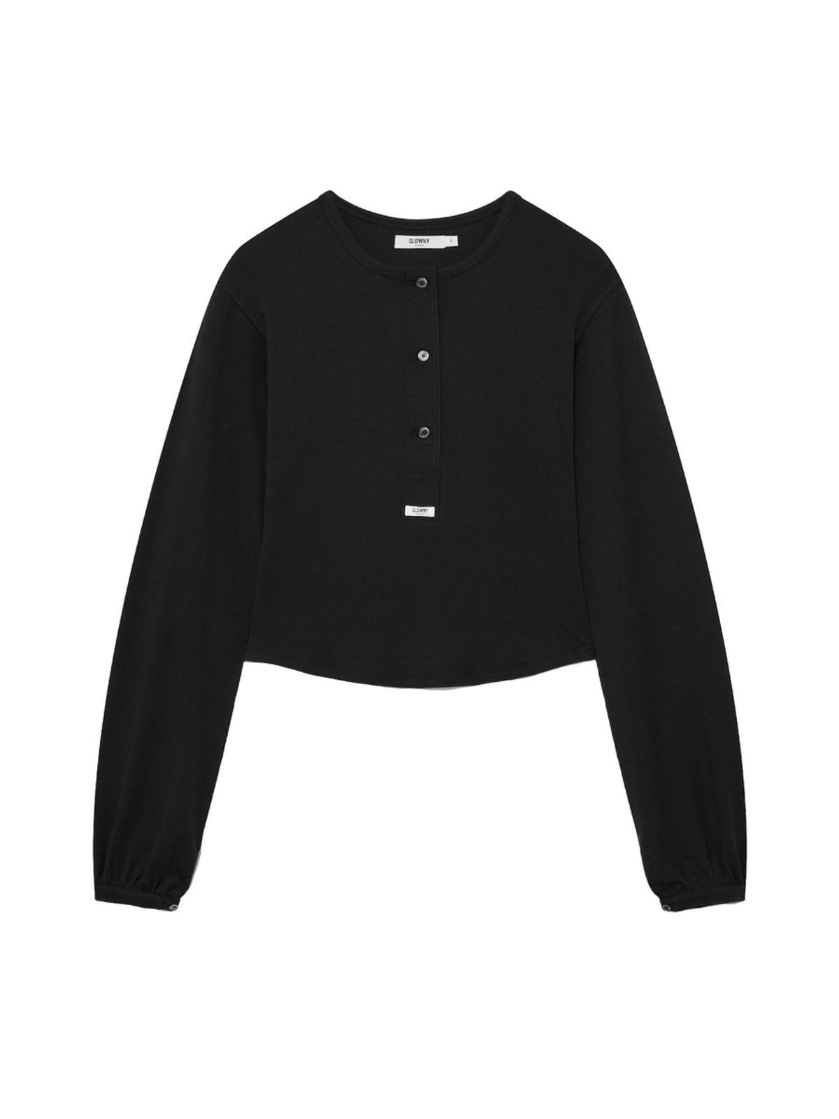 글로니(GLOWNY) G PLAIN HENLEY LONG SLEEVE (BLACK)