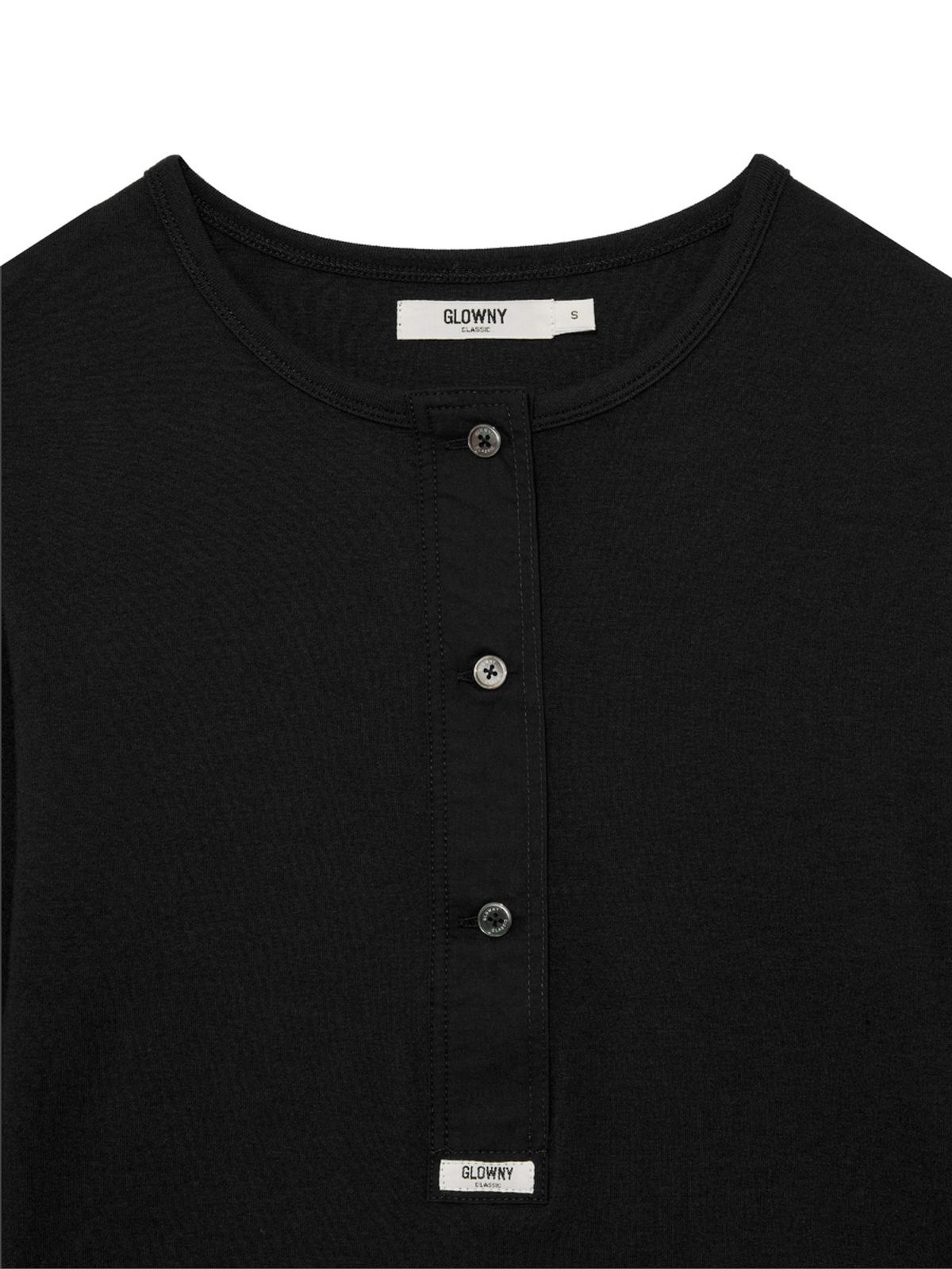 글로니(GLOWNY) G PLAIN HENLEY LONG SLEEVE (BLACK)