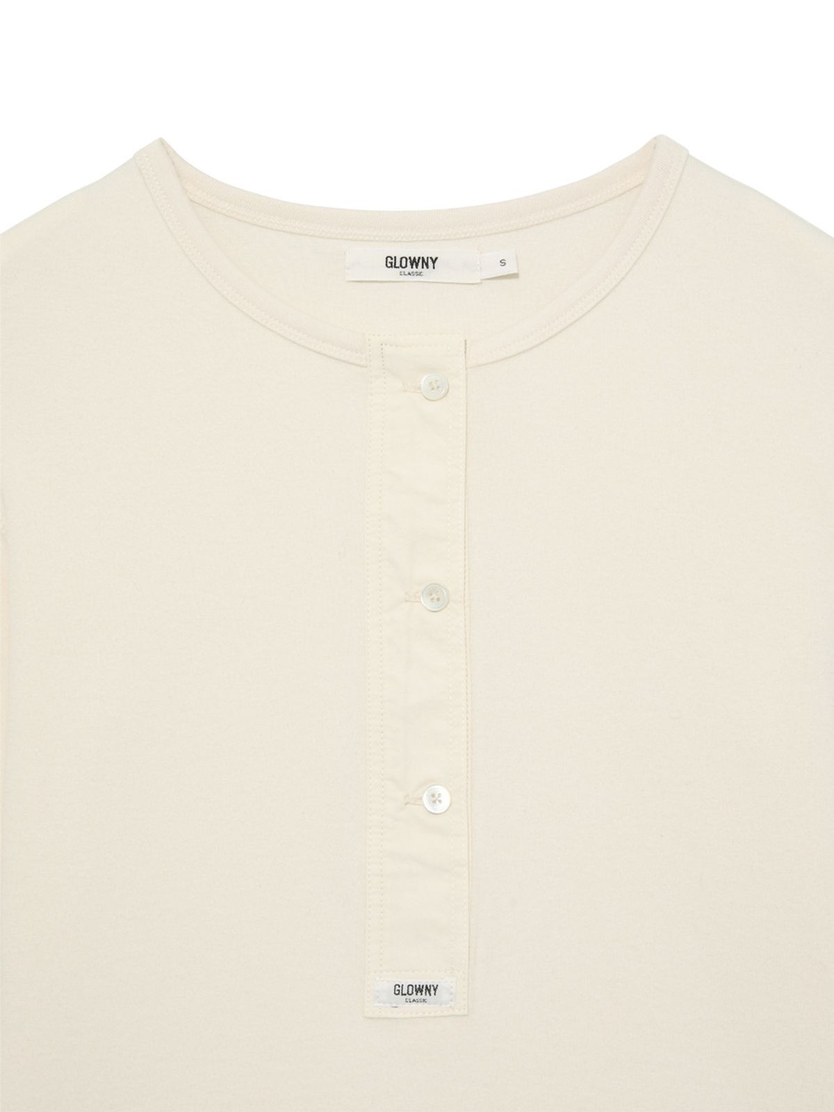 글로니(GLOWNY) G PLAIN HENLEY LONG SLEEVE (IVORY)