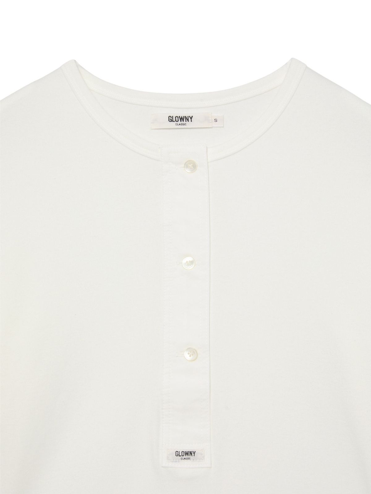 글로니(GLOWNY) G PLAIN HENLEY LONG SLEEVE (WHITE)