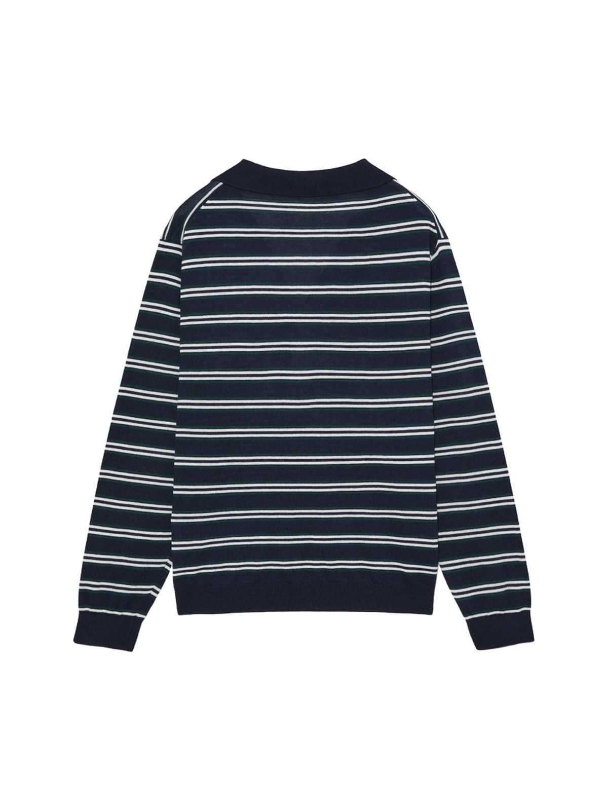 글로니(GLOWNY) G STRIPE HENLEY LOOSE FIT KNIT (NAVY)