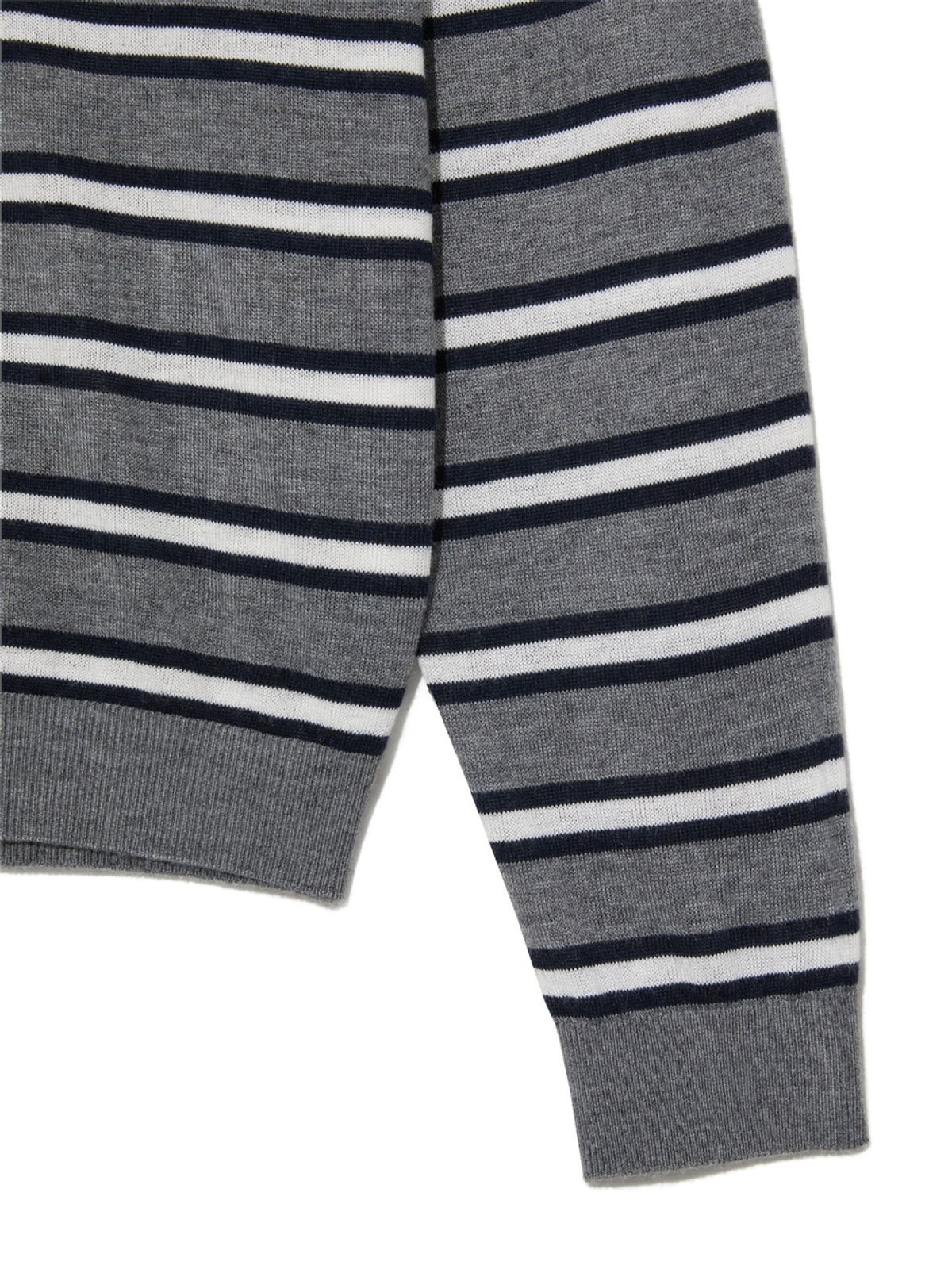 글로니(GLOWNY) G STRIPE HENLEY LOOSE FIT KNIT (GRAY)