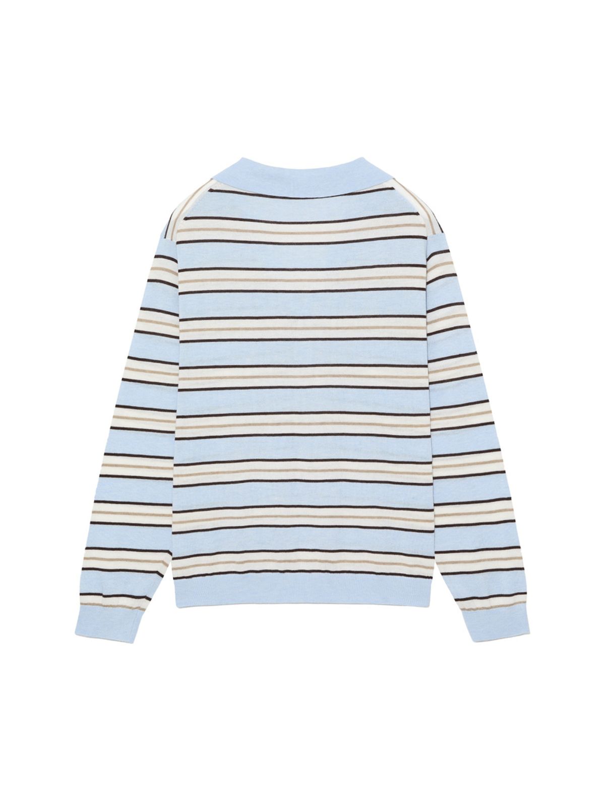 글로니(GLOWNY) G STRIPE HENLEY LOOSE FIT KNIT (LIGHT BLUE)