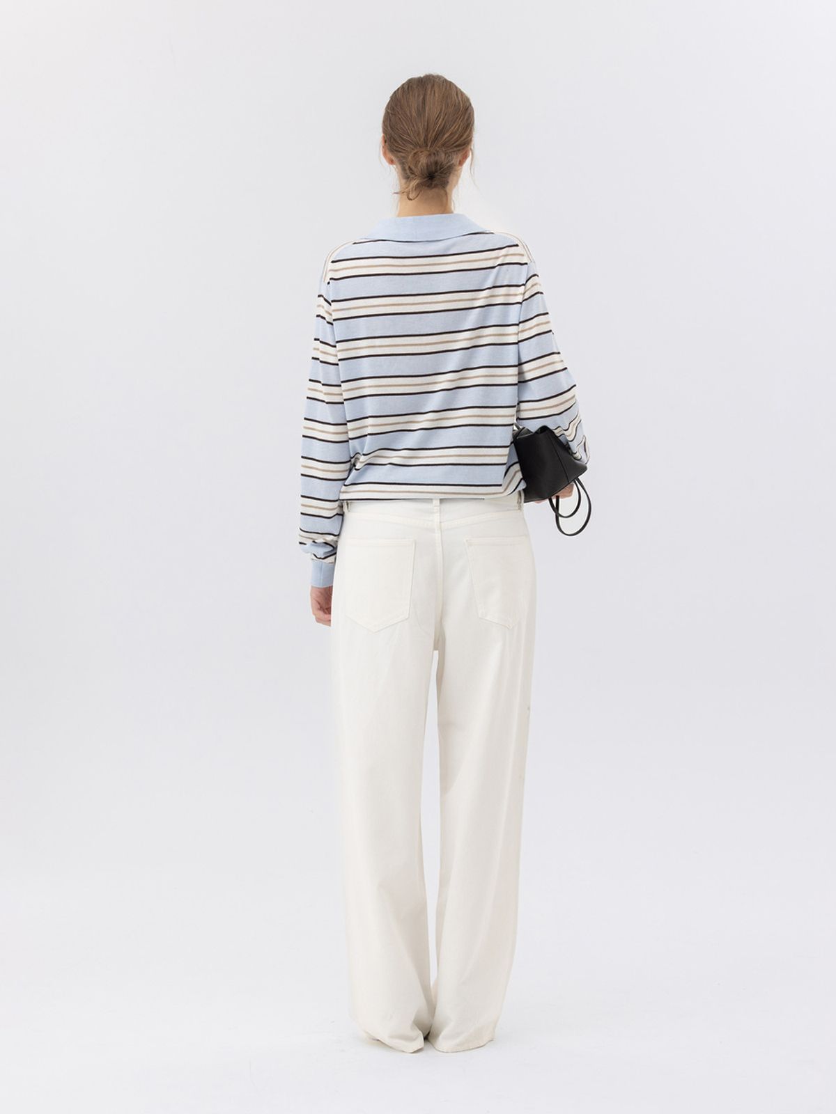 글로니(GLOWNY) G STRIPE HENLEY LOOSE FIT KNIT (LIGHT BLUE)