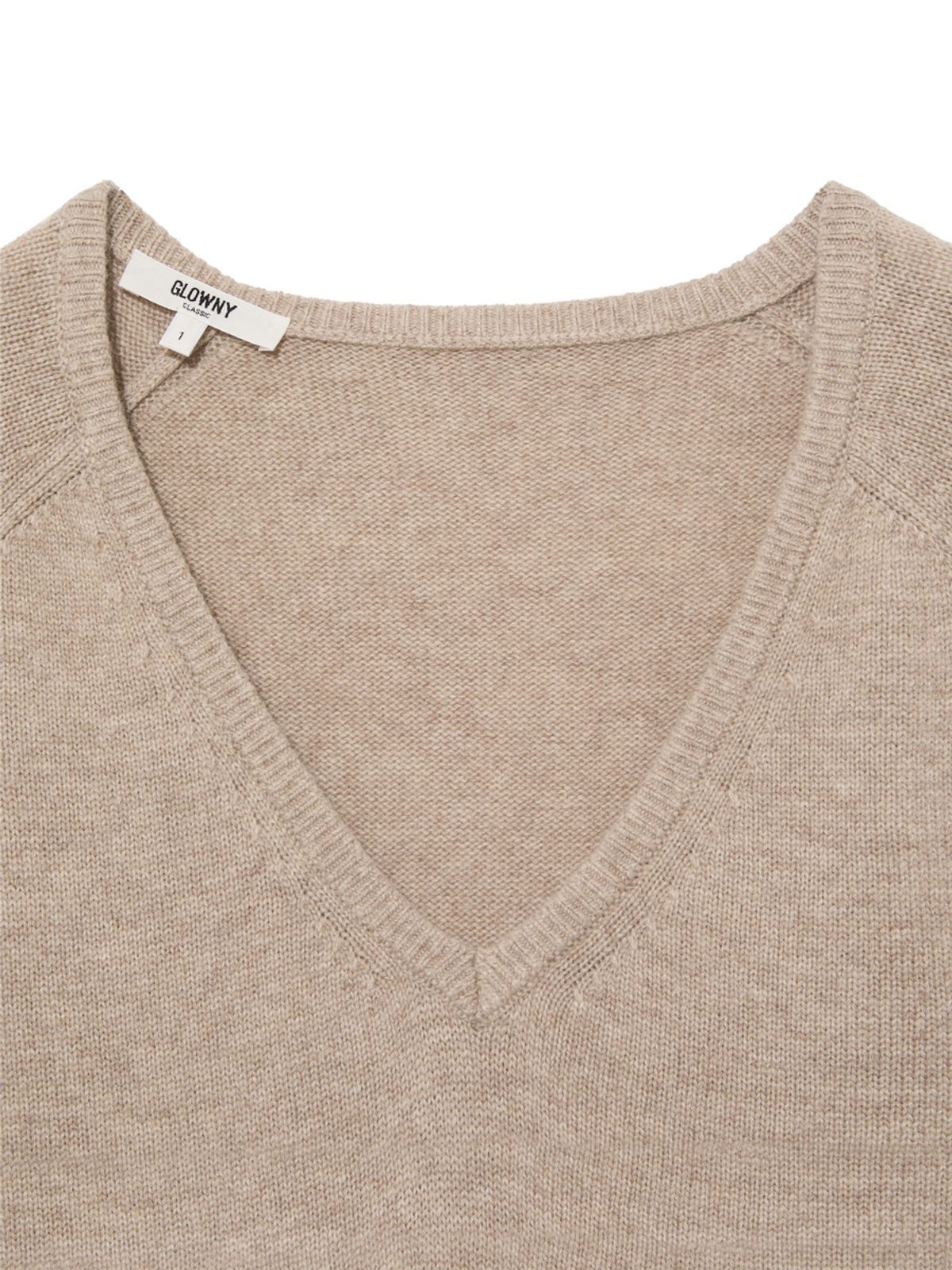 글로니(GLOWNY) G LOOSE DEEP V-NECK KNIT (OATMEAL)
