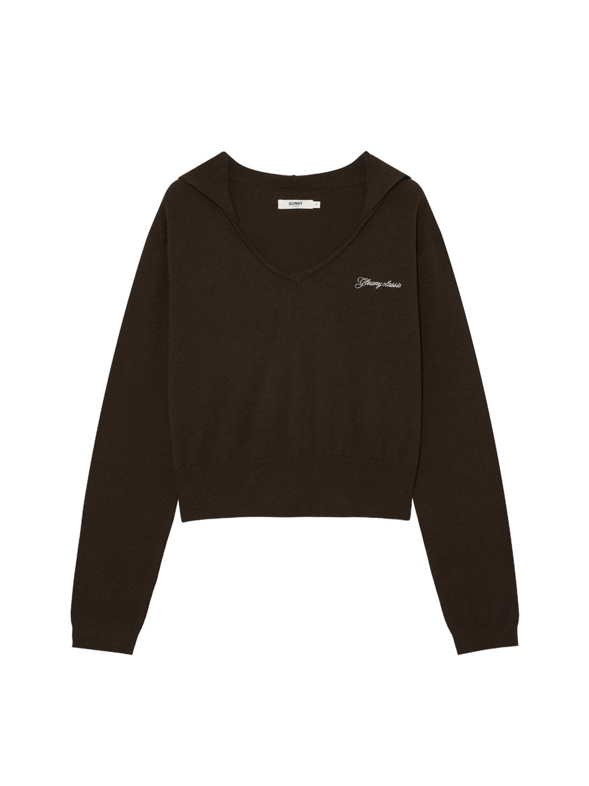 글로니(GLOWNY) G HUG V-NECK KNIT HOODIE (KHAKI BROWN)