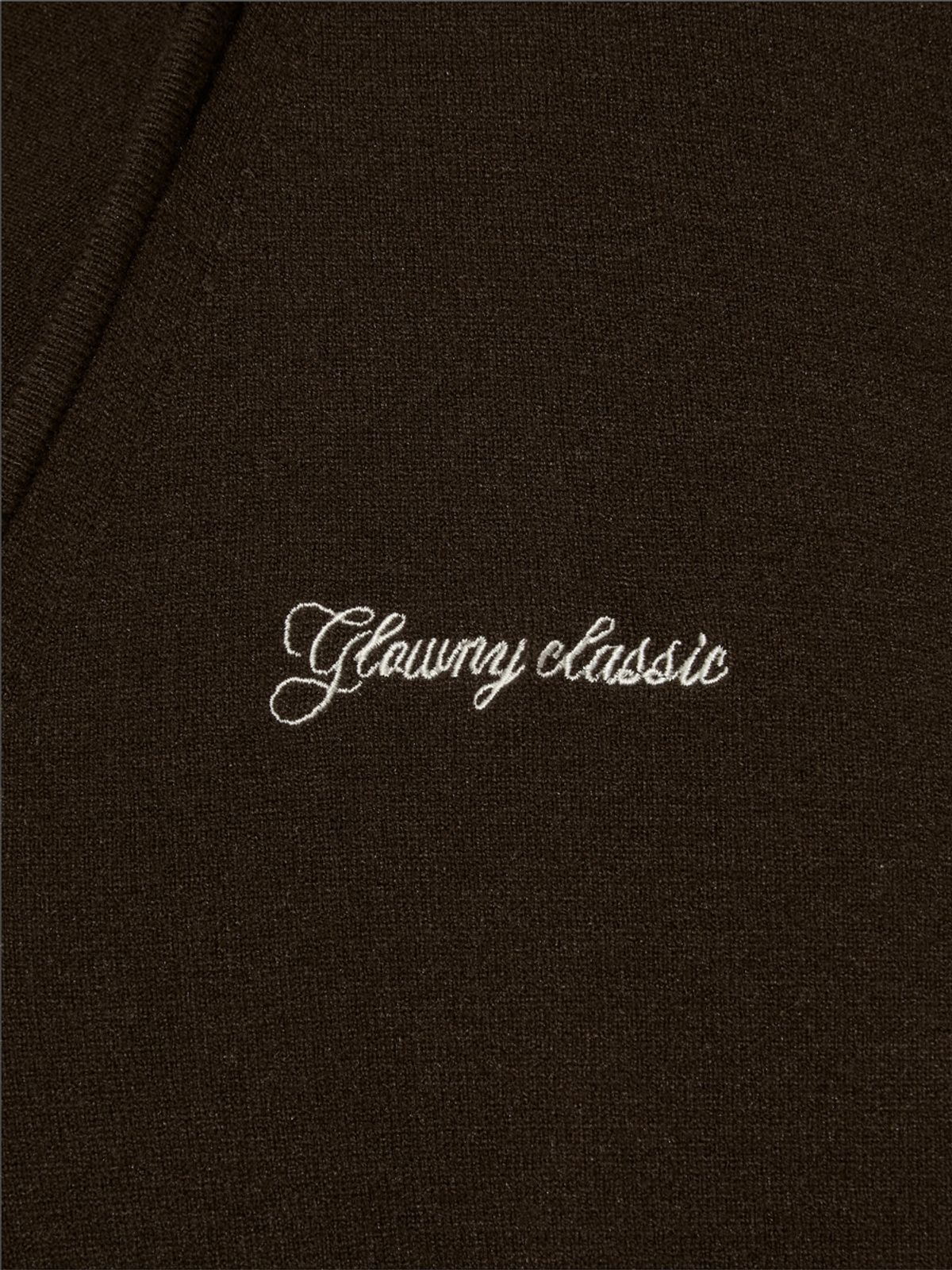 글로니(GLOWNY) G HUG V-NECK KNIT HOODIE (KHAKI BROWN)