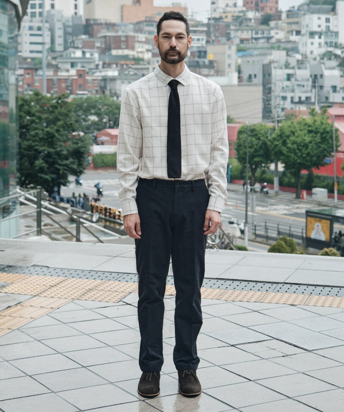 에스티코(STCO) 플란넬 윈도우페인 체크 셔츠_아이보리 (클래식핏)_DDSXD05CCI