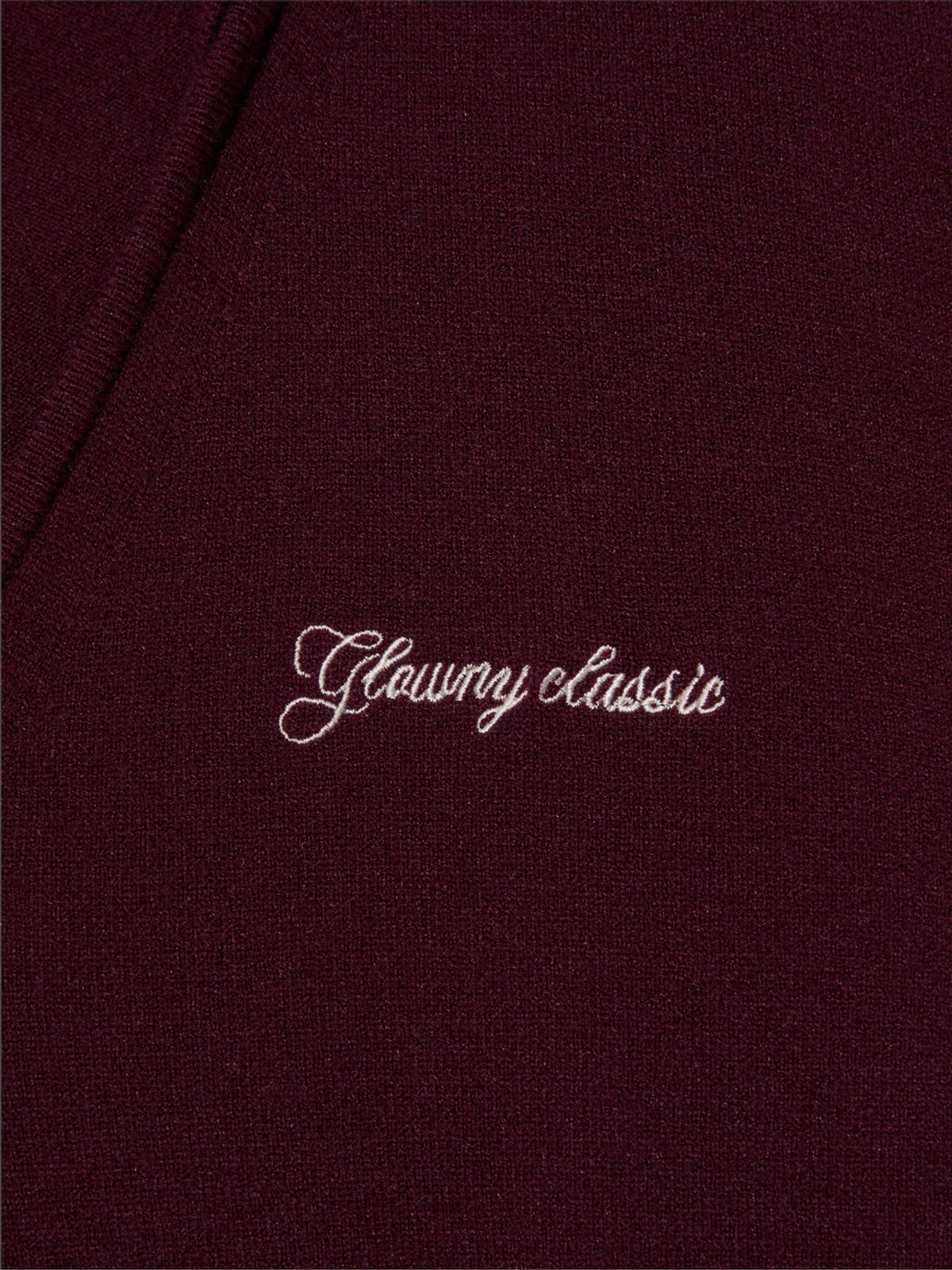 글로니(GLOWNY) G HUG V-NECK KNIT HOODIE (WINE)