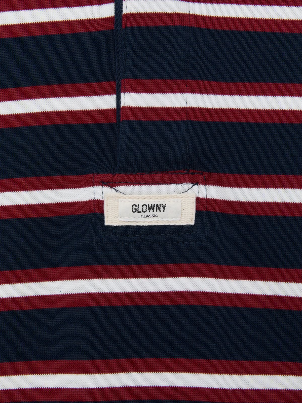 글로니(GLOWNY) HERITAGE STRIPE BUTTON HOODIE (NAVY)