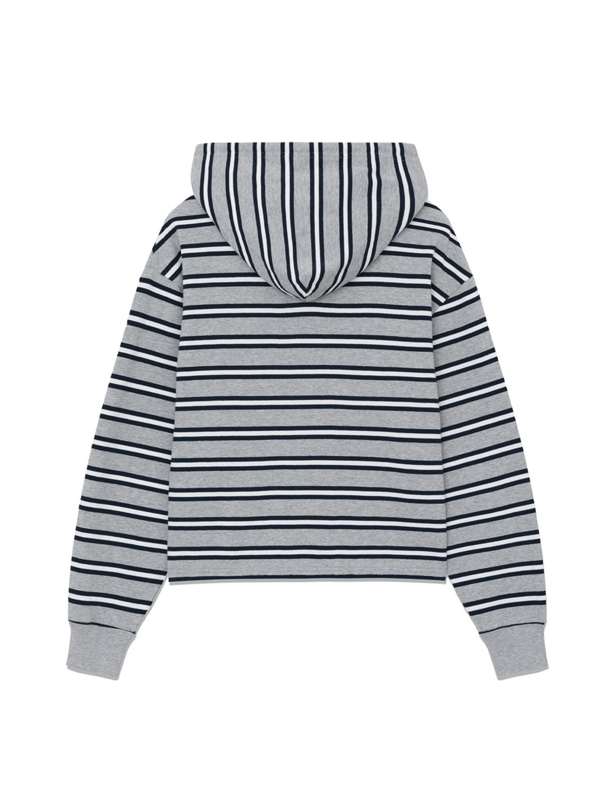 글로니(GLOWNY) HERITAGE STRIPE BUTTON HOODIE (GRAY)