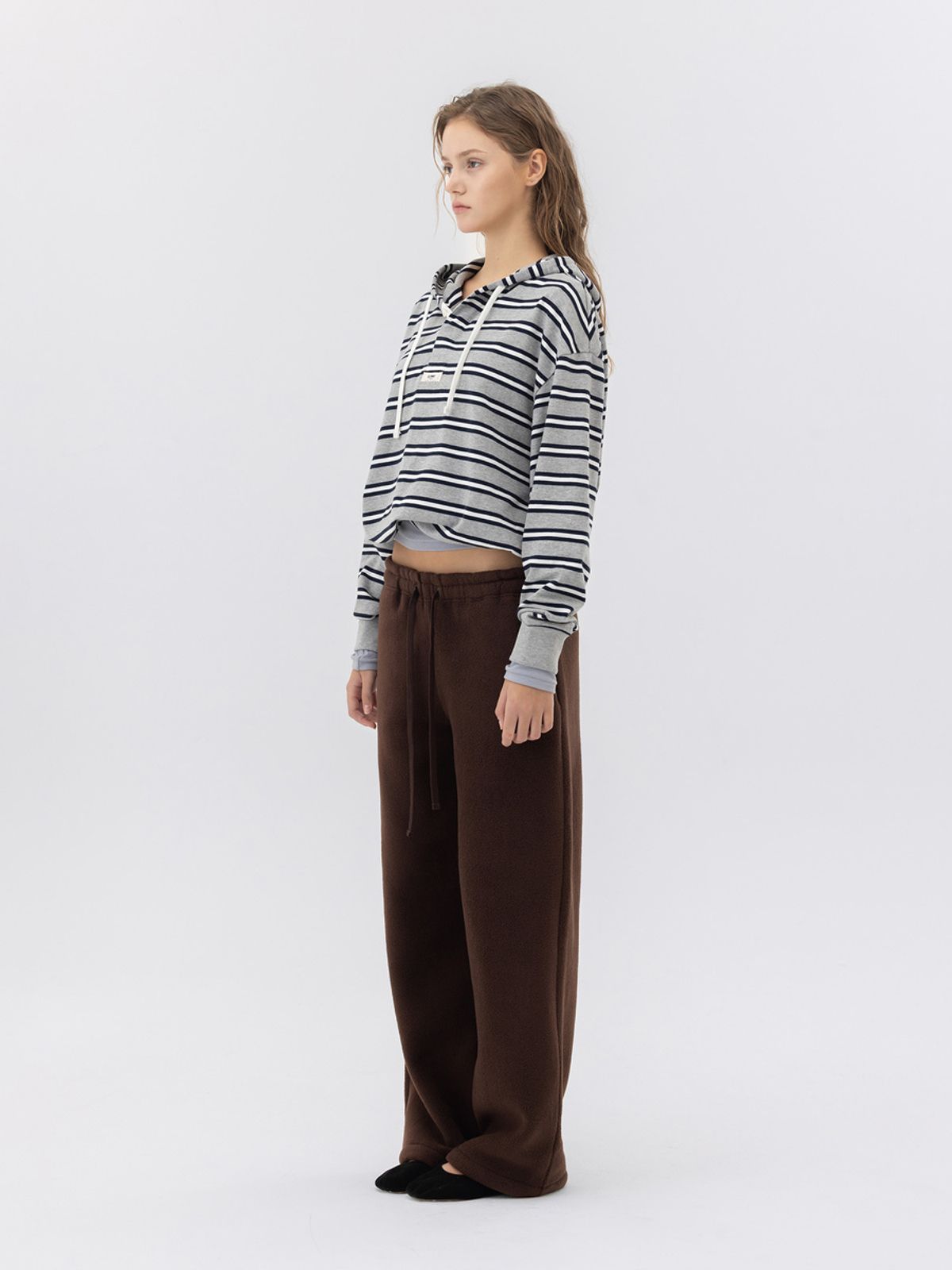 글로니(GLOWNY) HERITAGE STRIPE BUTTON HOODIE (GRAY)