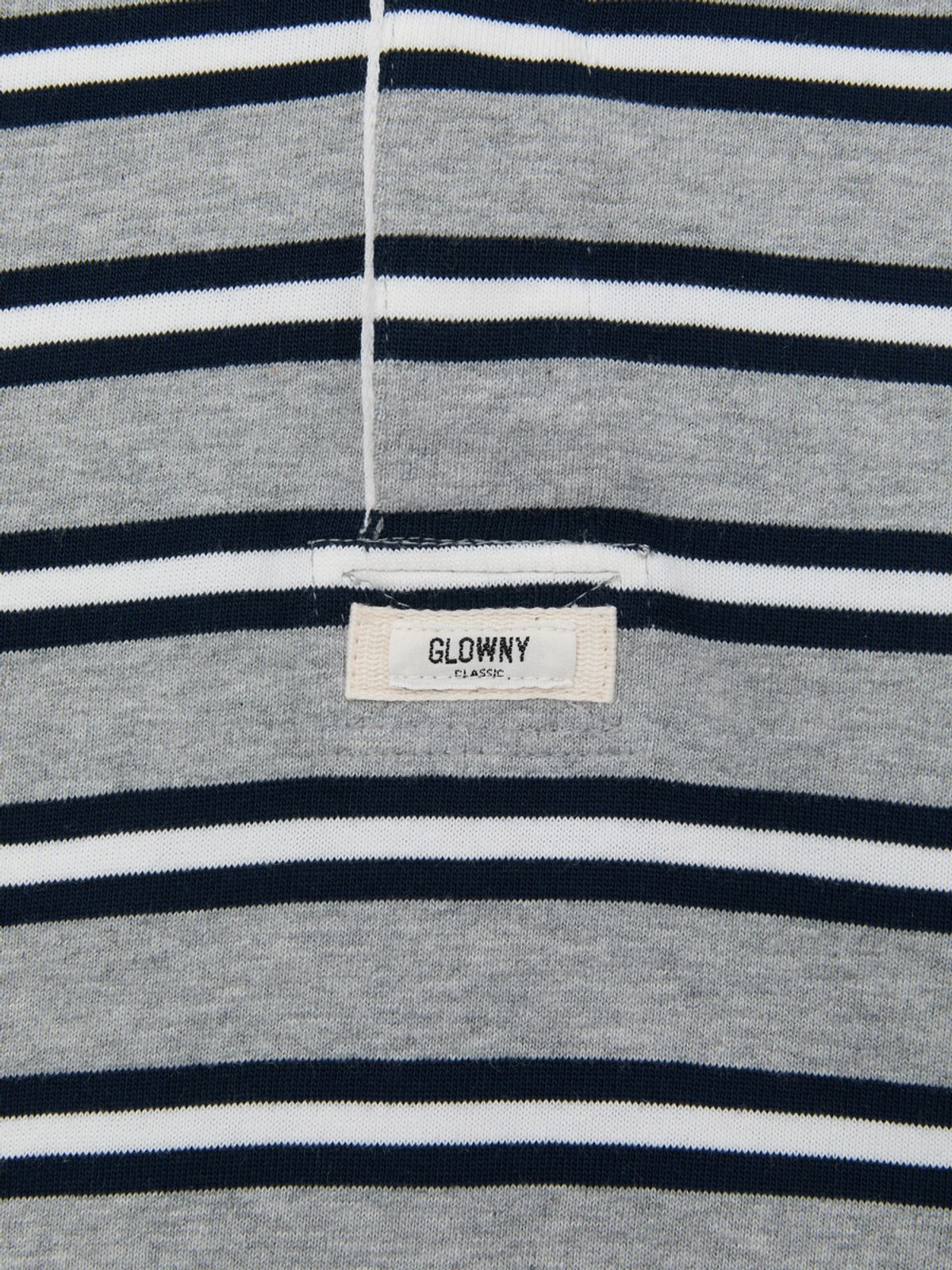 글로니(GLOWNY) HERITAGE STRIPE BUTTON HOODIE (GRAY)