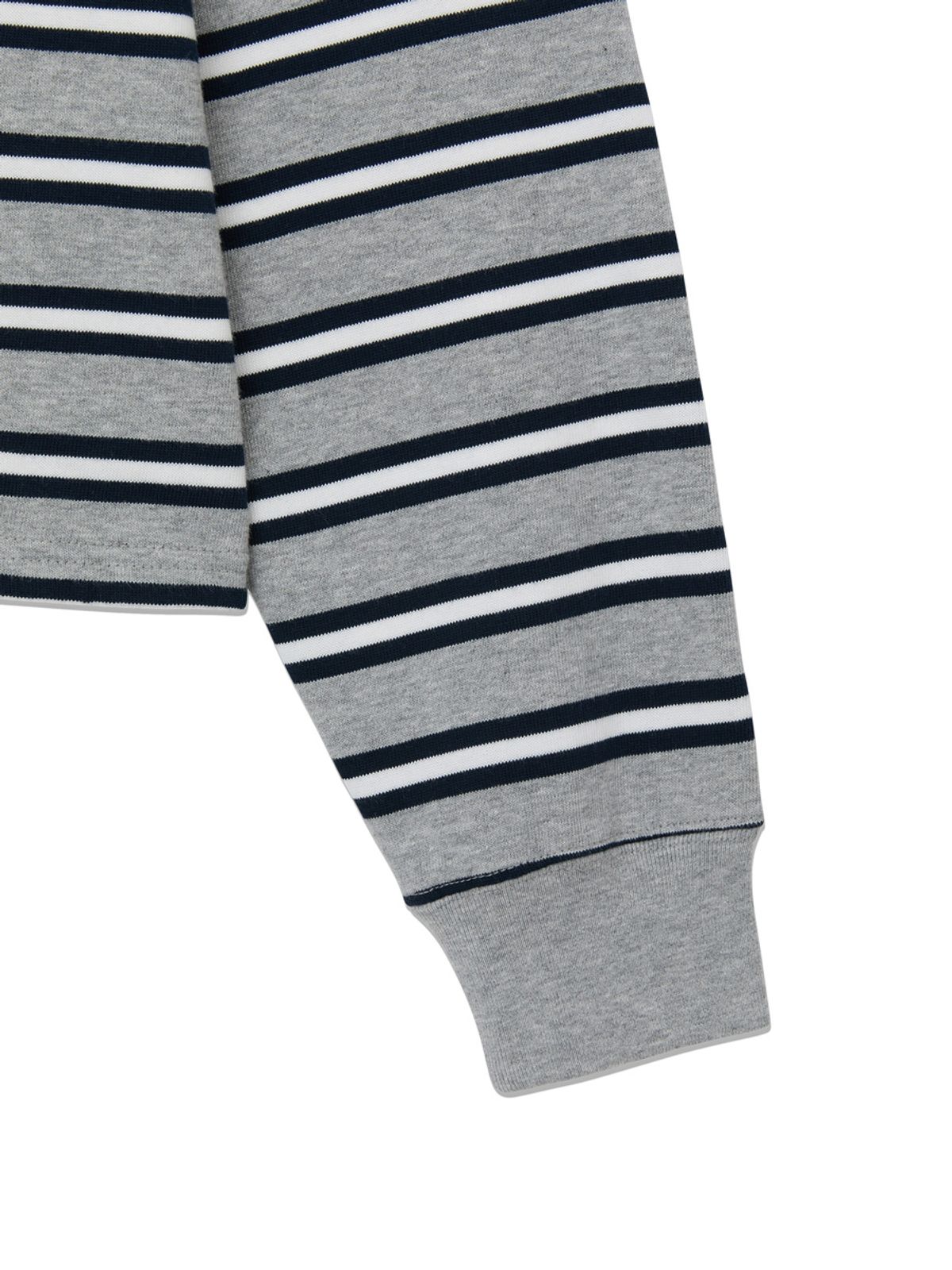 글로니(GLOWNY) HERITAGE STRIPE BUTTON HOODIE (GRAY)