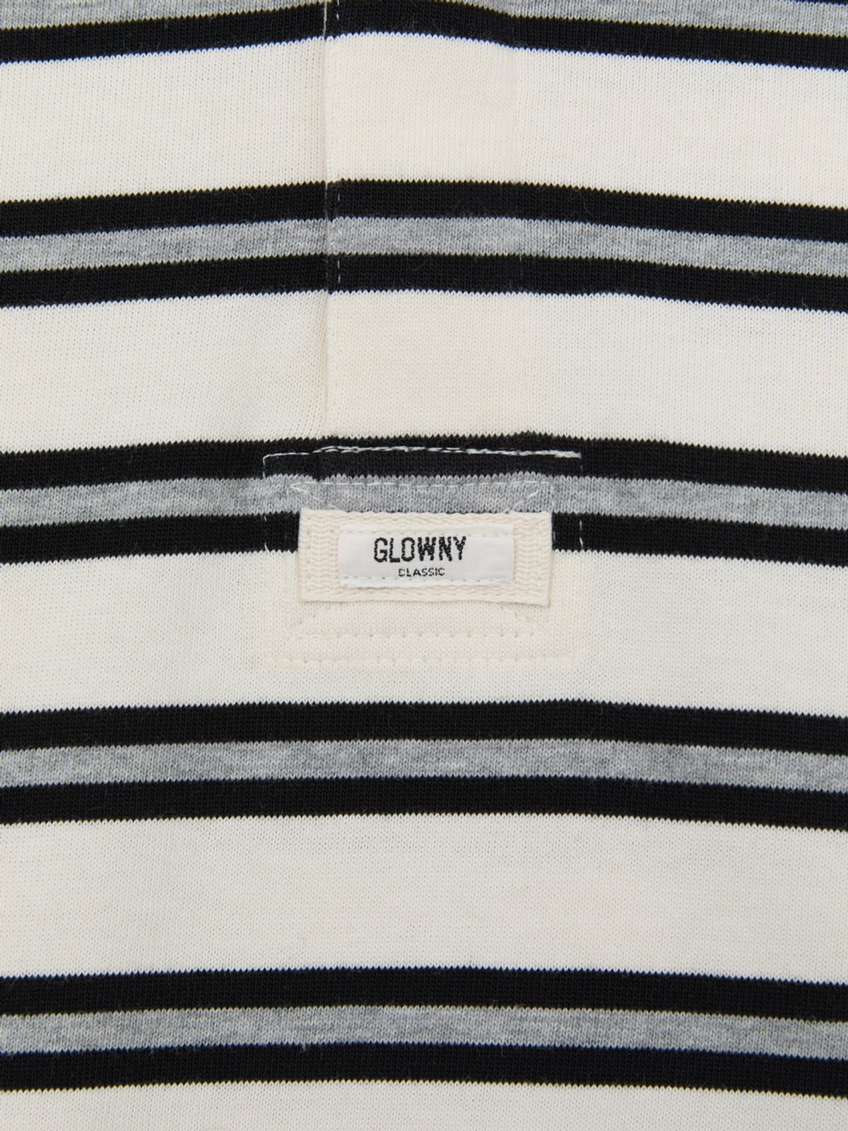 글로니(GLOWNY) HERITAGE STRIPE BUTTON HOODIE (WHITE)