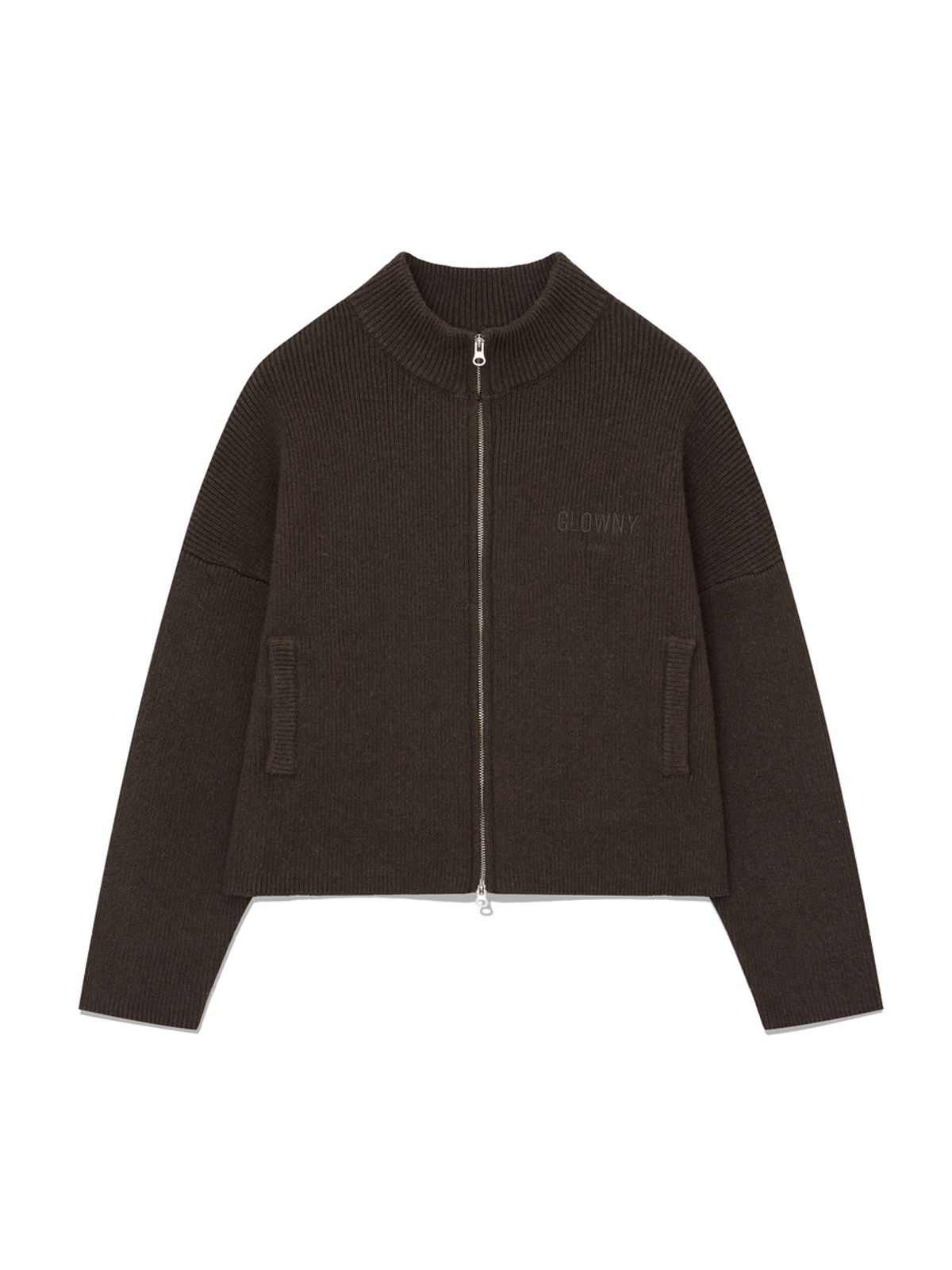 글로니(GLOWNY) G HALF NECK KNIT ZIP UP (BROWN)