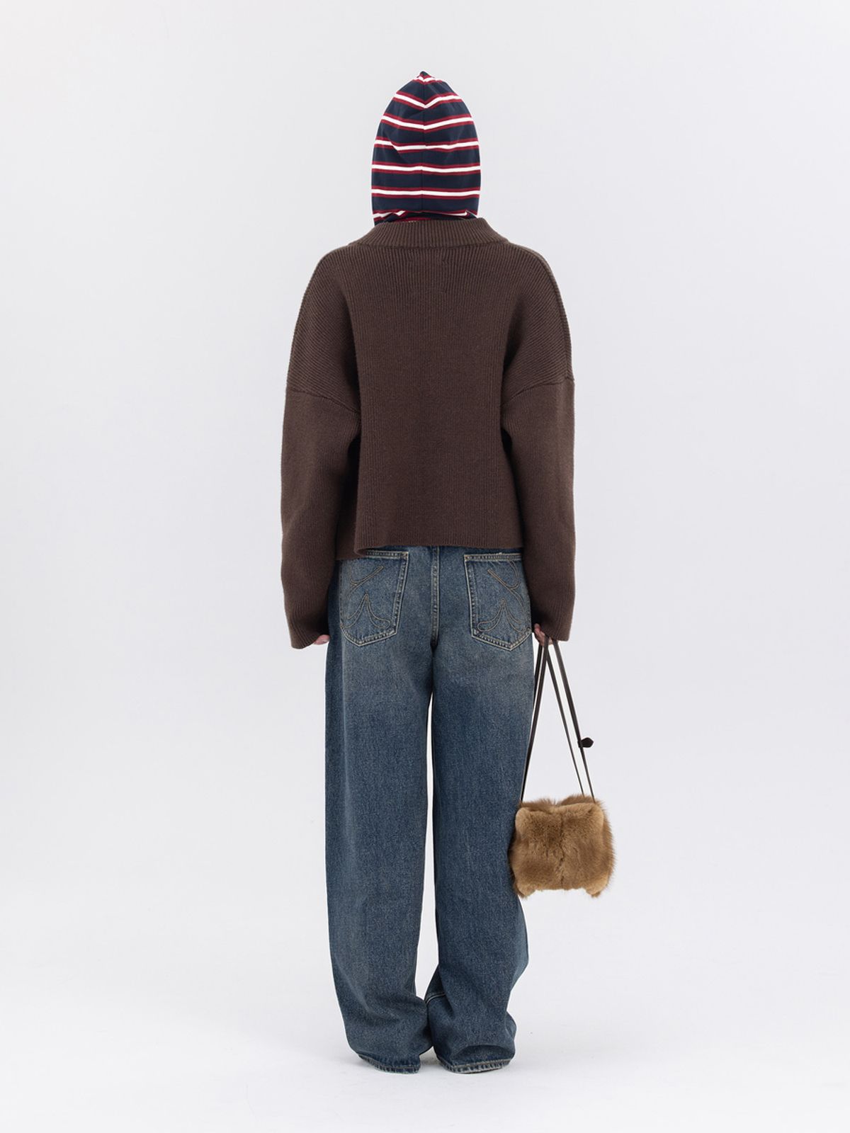 글로니(GLOWNY) G HALF NECK KNIT ZIP UP (BROWN)