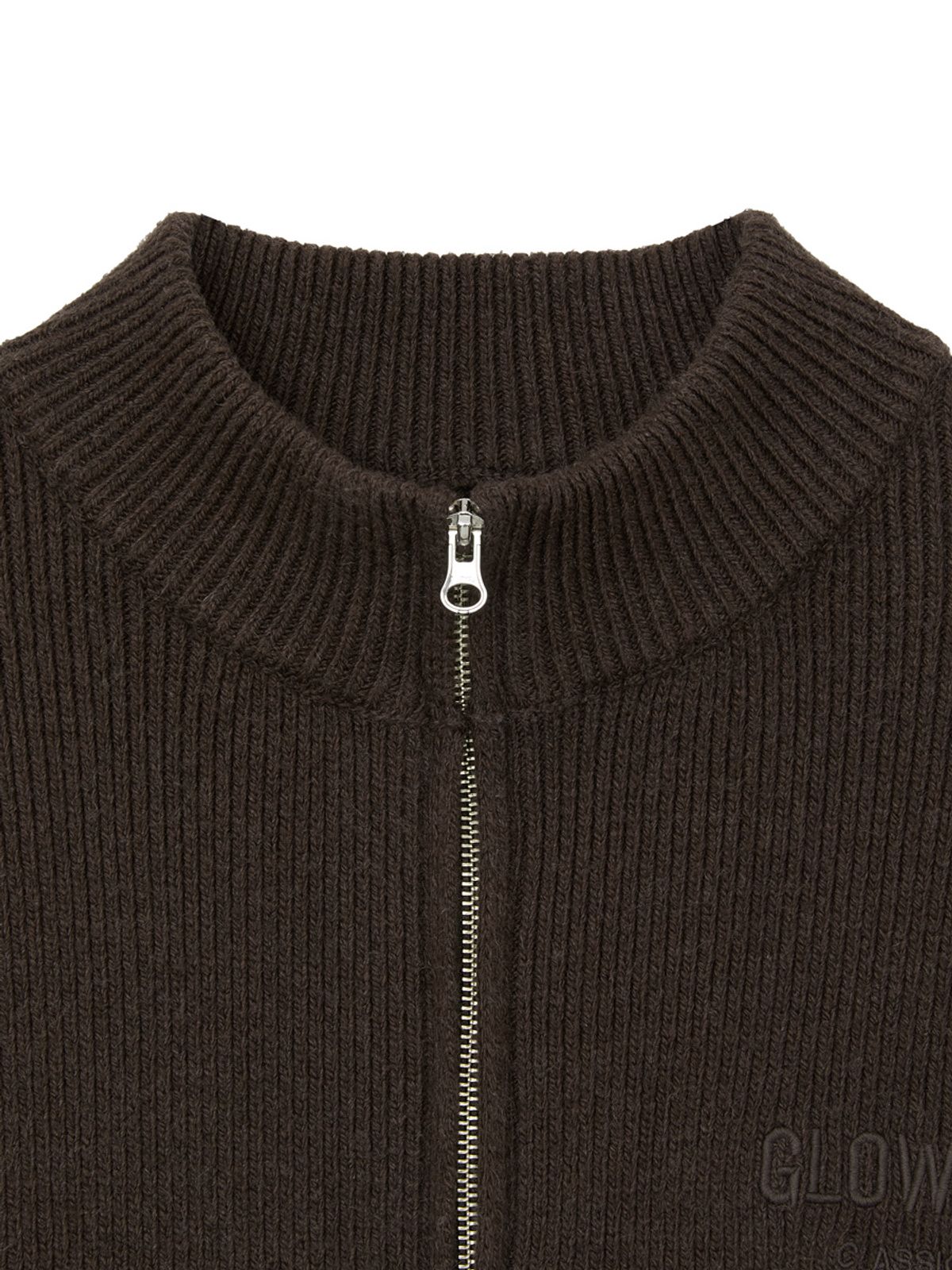 글로니(GLOWNY) G HALF NECK KNIT ZIP UP (BROWN)