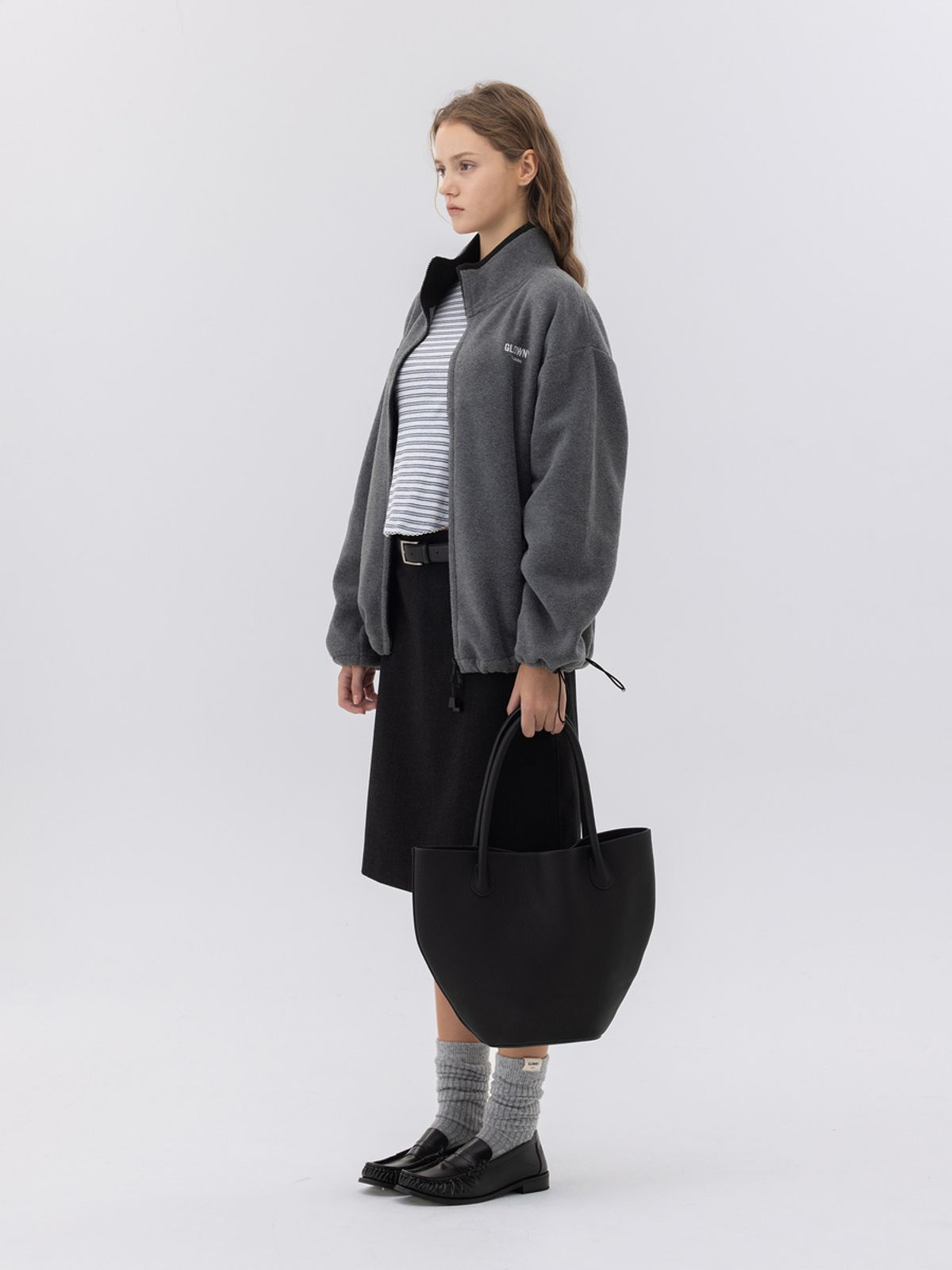 글로니(GLOWNY) G FLEECE ZIP UP (CHARCOAL)