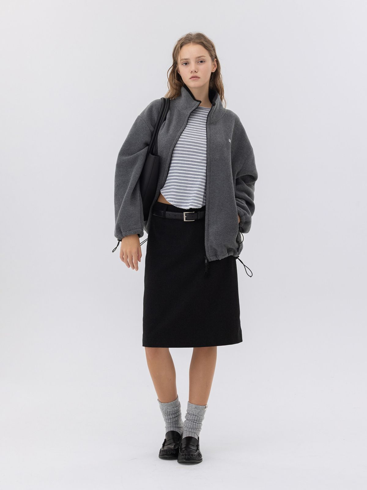글로니(GLOWNY) G FLEECE ZIP UP (CHARCOAL)