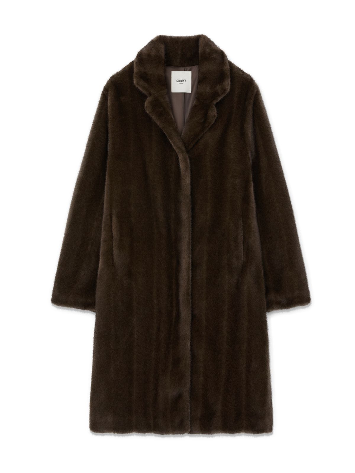 글로니(GLOWNY) G HUSH FUR MID COAT (BROWN)