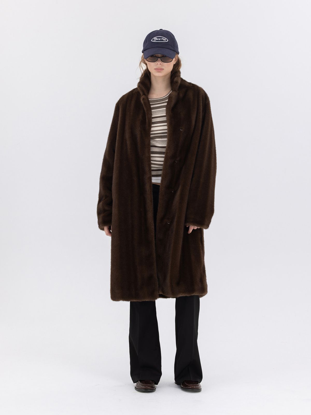 글로니(GLOWNY) G HUSH FUR MID COAT (BROWN)